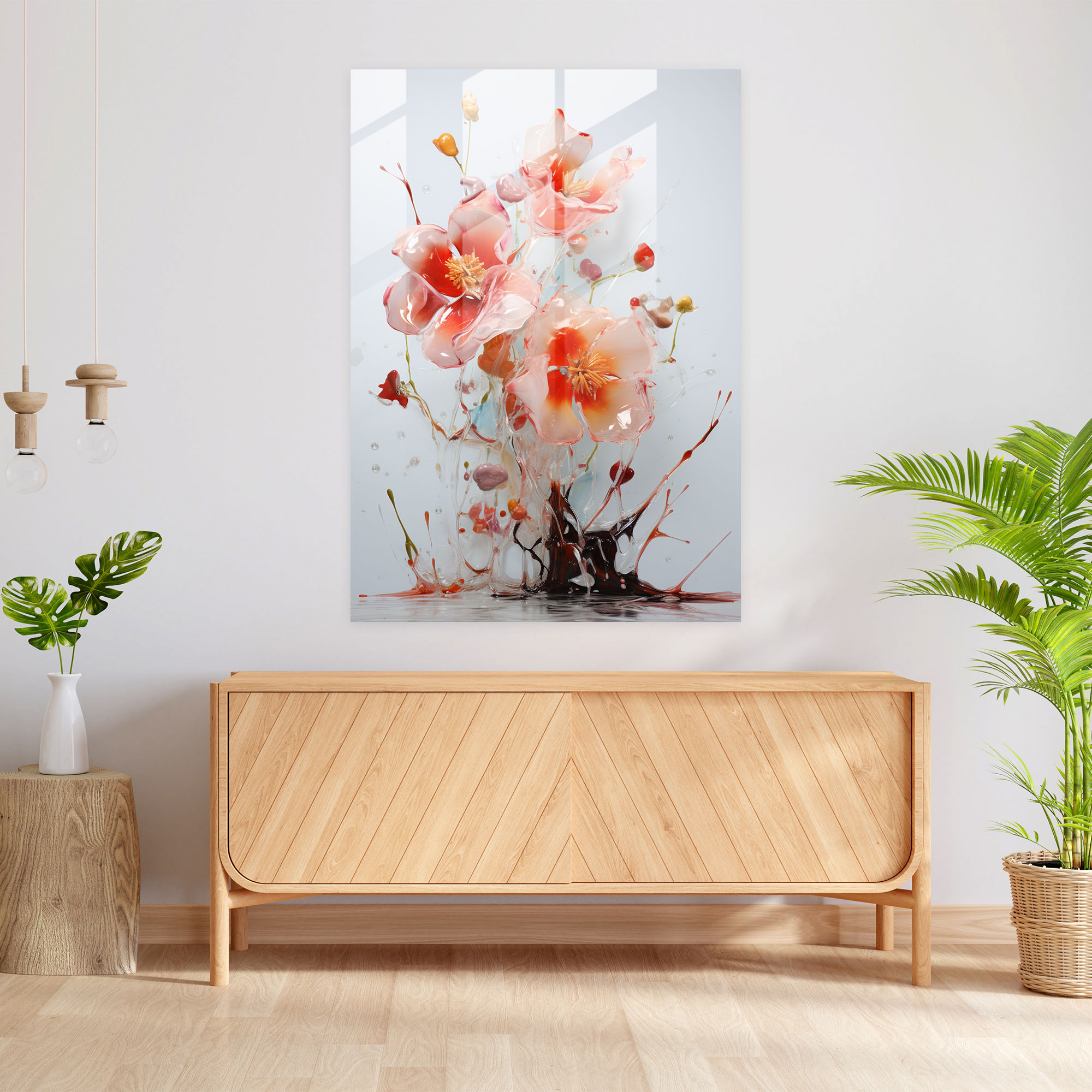 Bleeding Flowers Glass Wall Art - Bleeding Flowers, Wall Decoration, Bleeding Flowers, Expressive Depiction