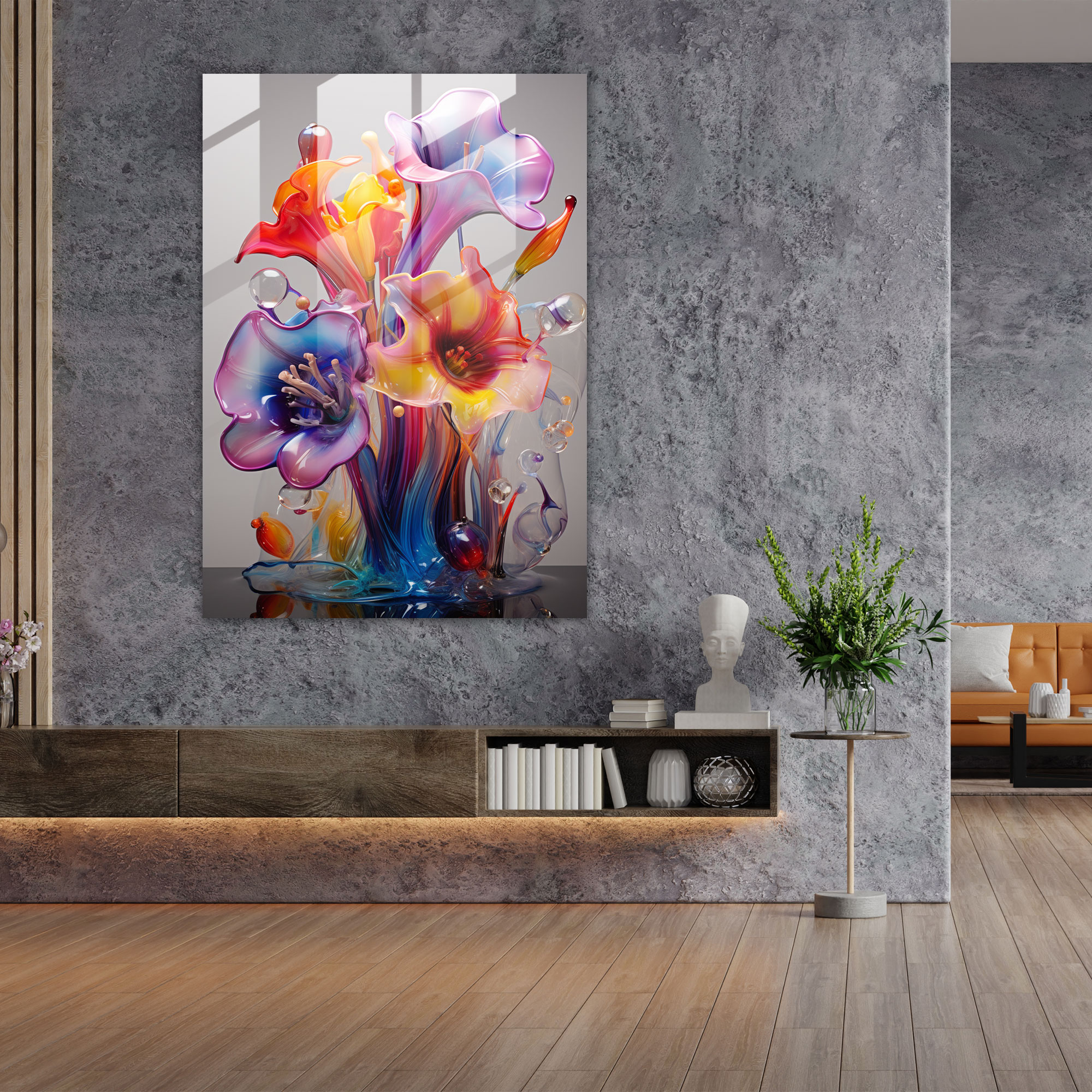 Bleeding Flowers Glass Print - Bleeding Flowers, Home Decoration, Bleeding Flowers, Glass Print