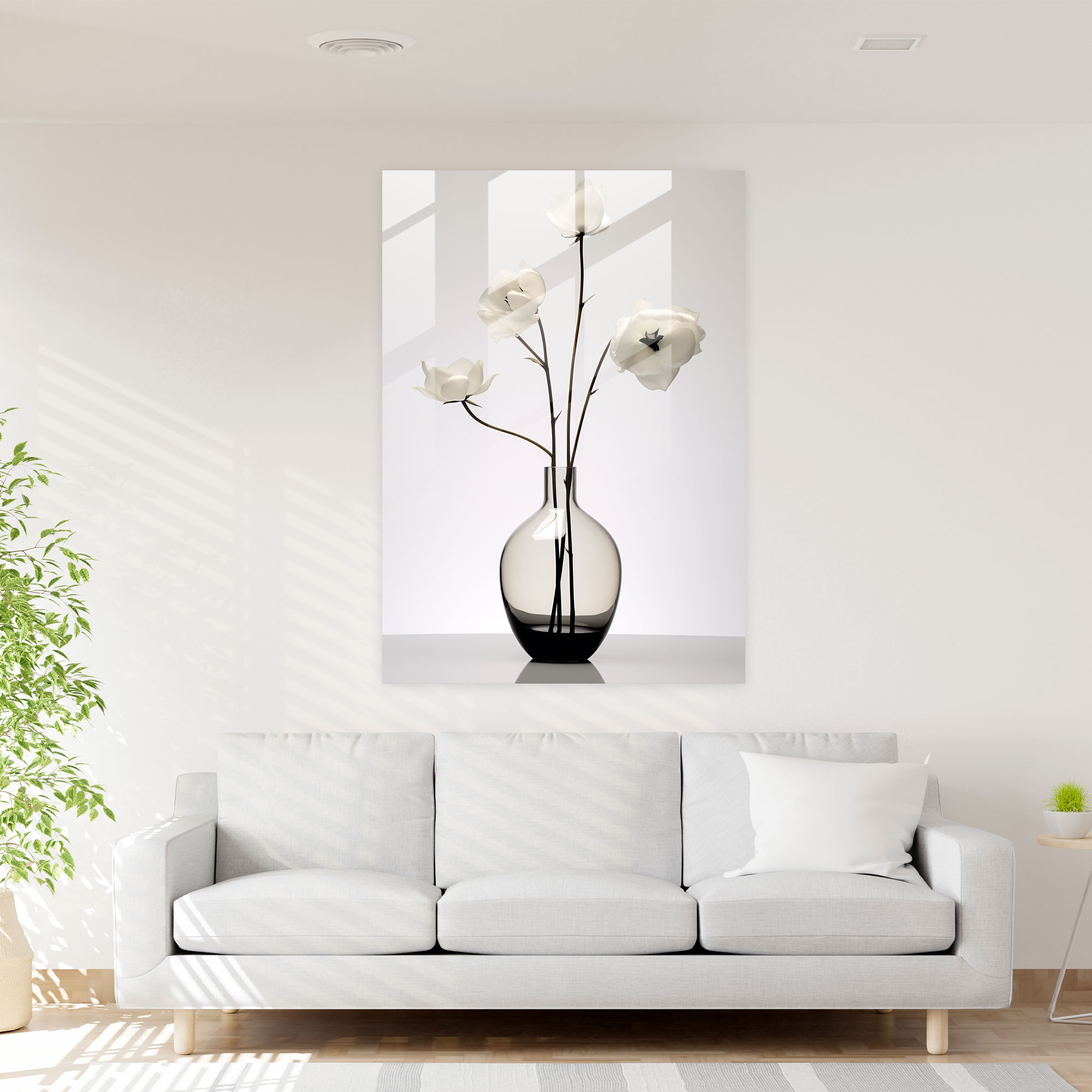 Minimalist Bleeding Flowers Glass Print - Bleeding Flowers, Glass Wall Art, Wall Decoration, Home Decoration