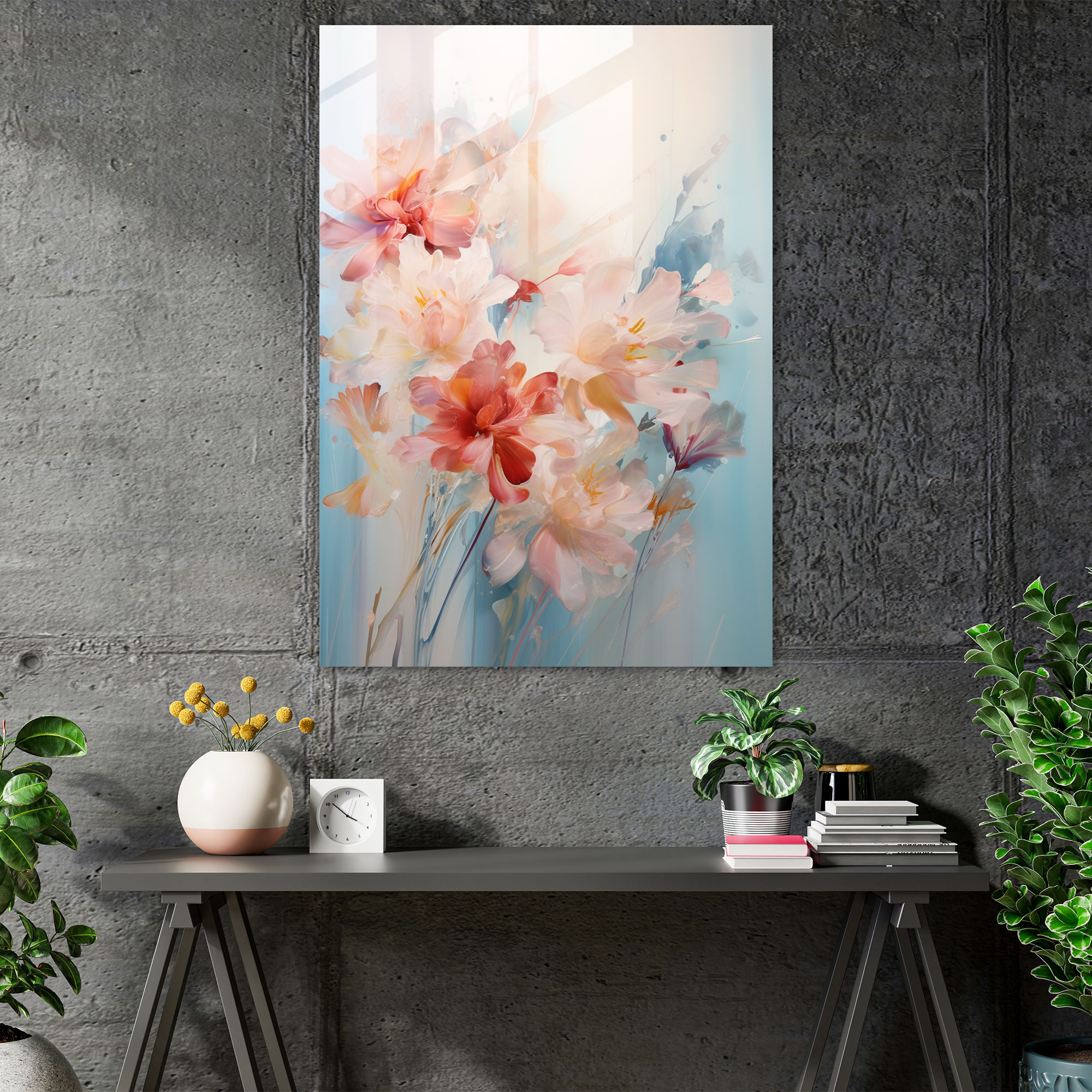 Impressionist Bleeding Flowers Glass Wall Art - Bleeding Flowers, Glass Print, Bleeding Flowers, Wall Decoration