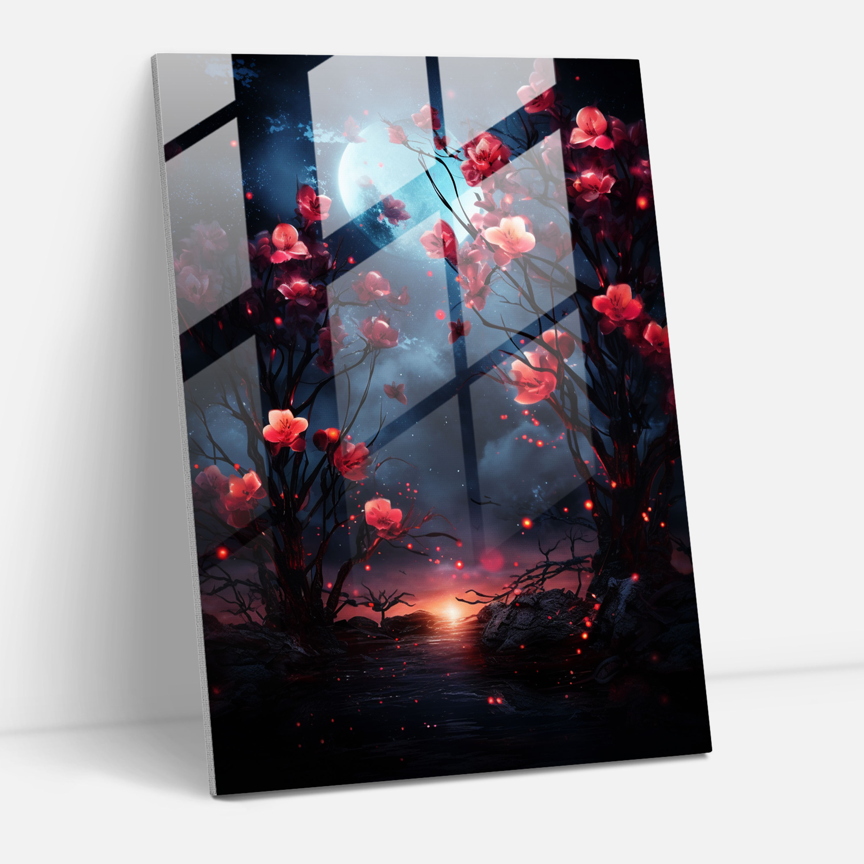 Bleeding Flowers Modern Art - Bleeding Flowers, Glass Art, Home Decoration, Glass Print