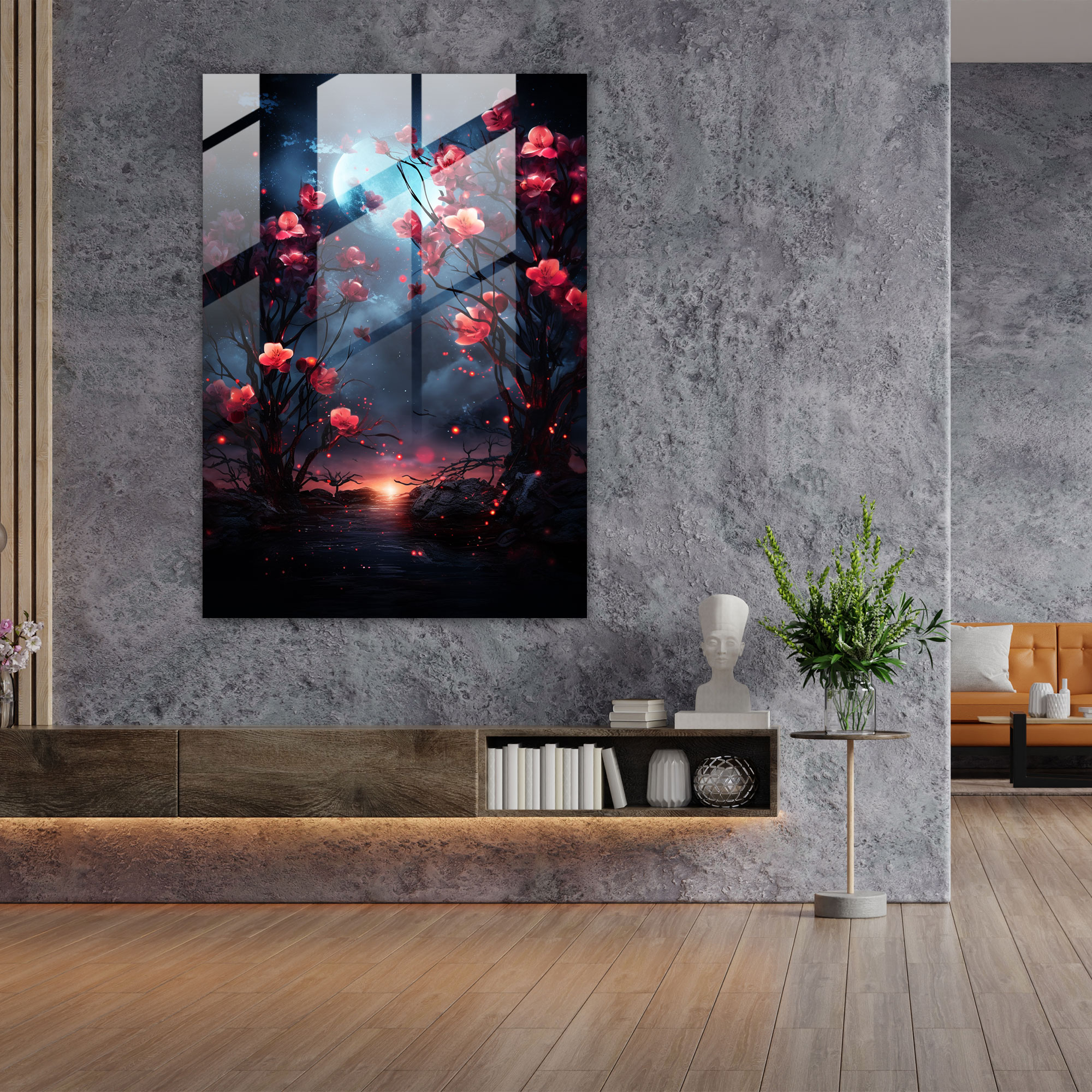 Bleeding Flowers Modern Art - Bleeding Flowers, Glass Art, Home Decoration, Glass Print