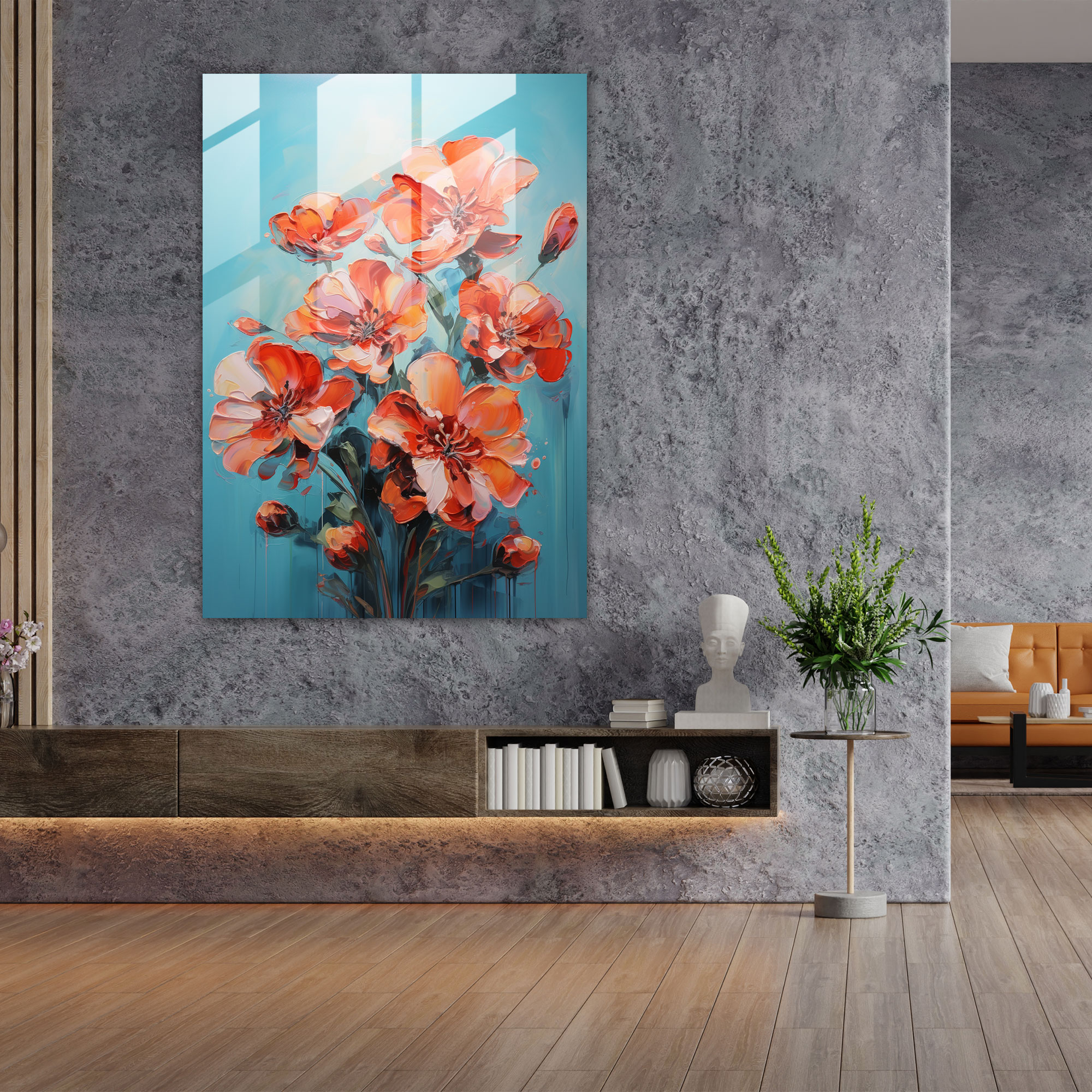 Bleeding Flowers Wall Decoration - Bleeding Flowers, Wall Decoration, Modern Art, Glass Print