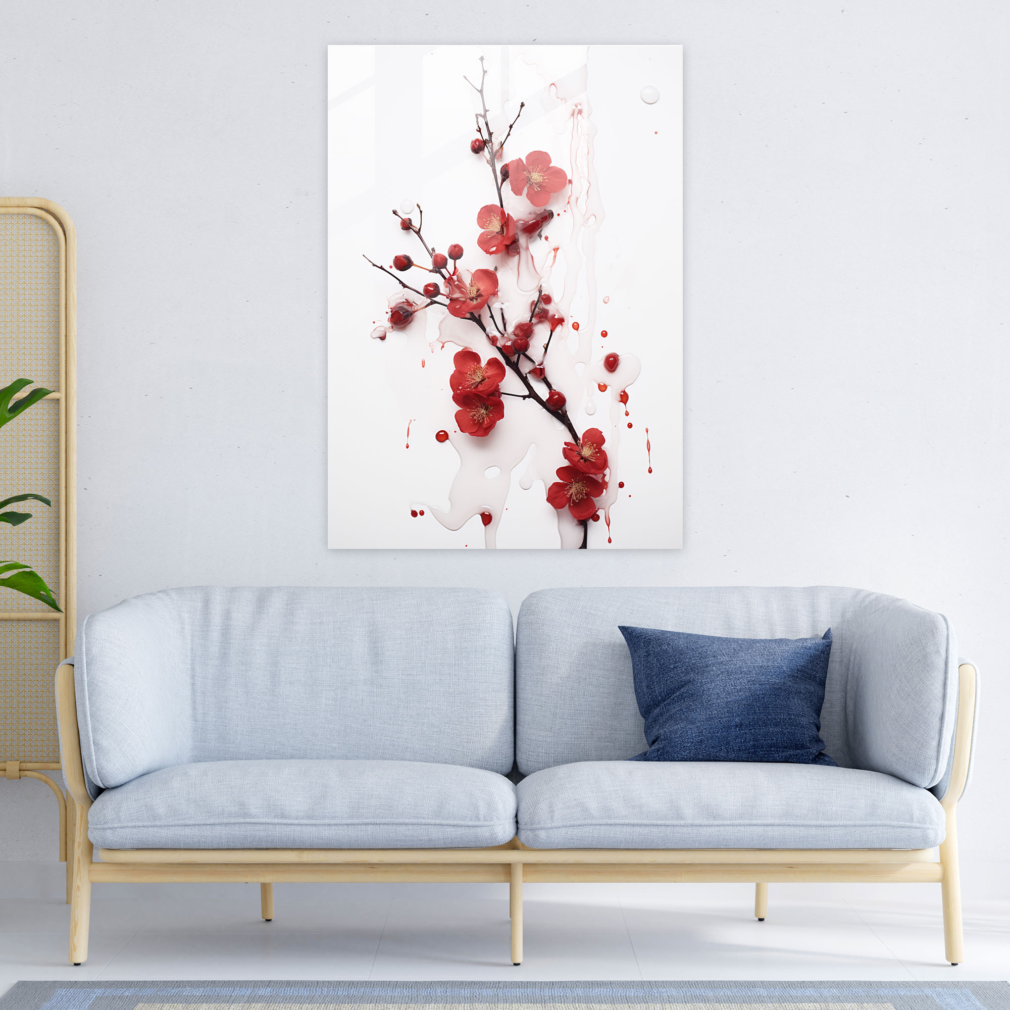 Bleeding Flowers Glass Art - Bleeding Flowers, Modern Art, Stark White Backdrop, Minimalist Photography