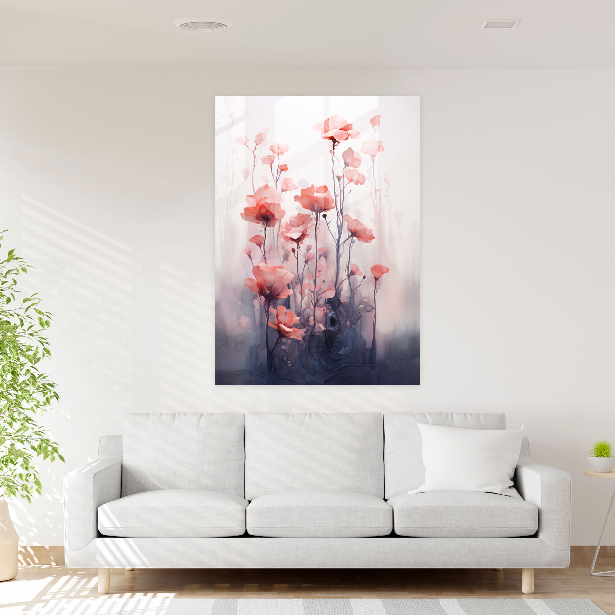 Bleeding Flowers Glass Art - Bleeding Flowers, Modern Art, Ethereal Watercolor Artwork, Wall Decoration