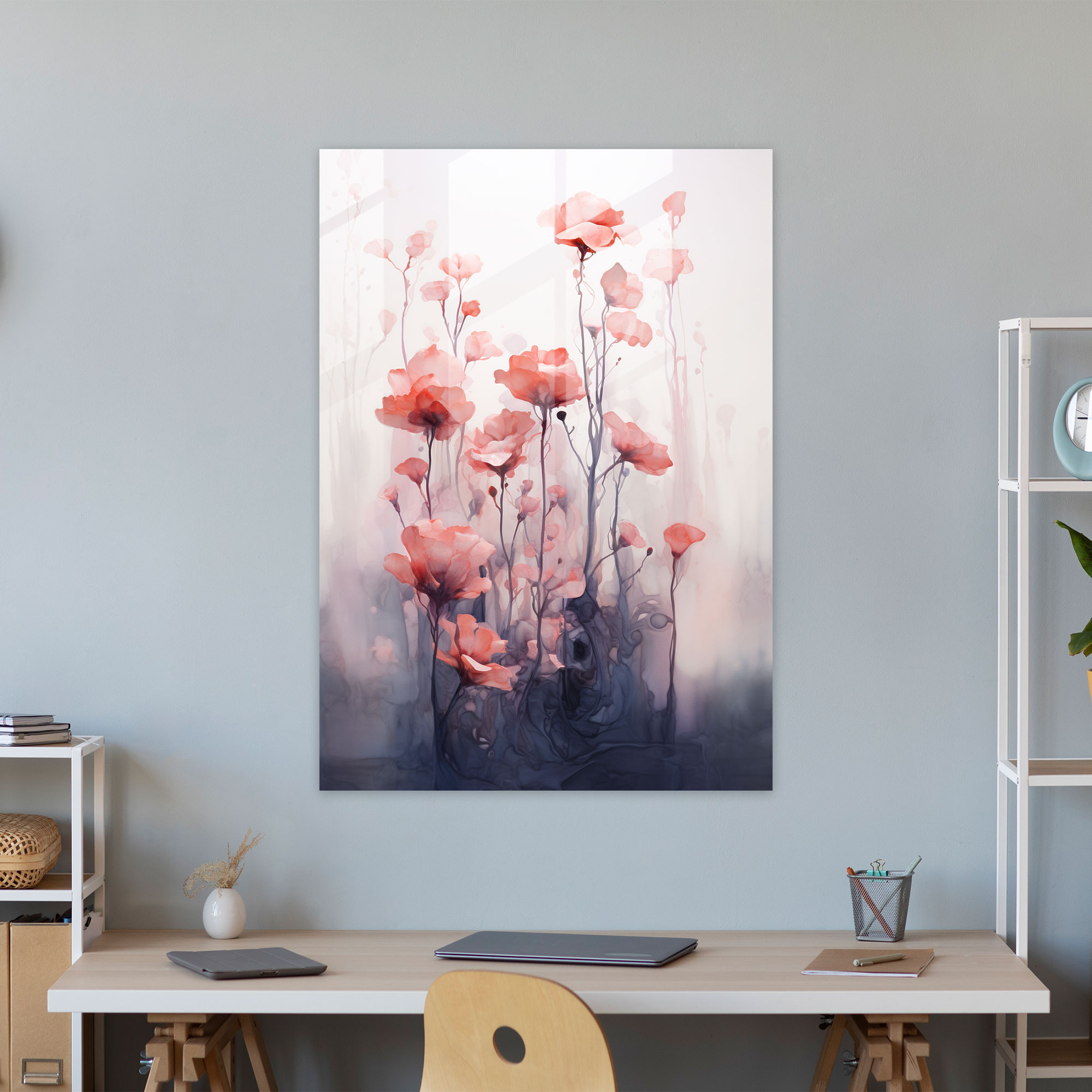 Bleeding Flowers Glass Art - Bleeding Flowers, Modern Art, Ethereal Watercolor Artwork, Wall Decoration