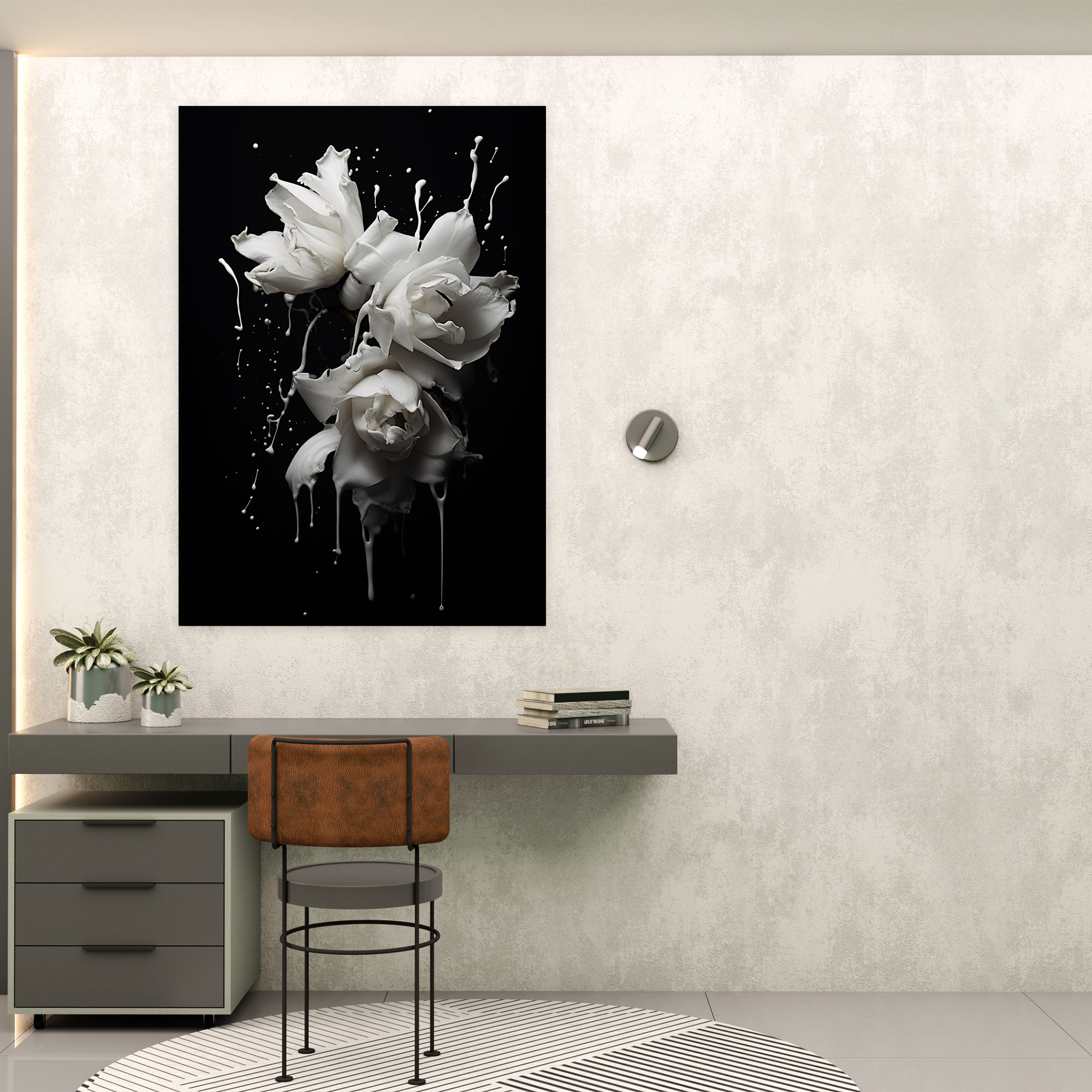 Minimalist Bleeding Flowers Wall Art - Bleeding Flowers, Canvas Wall Art, Canvas, Minimalist Black And White Photography
