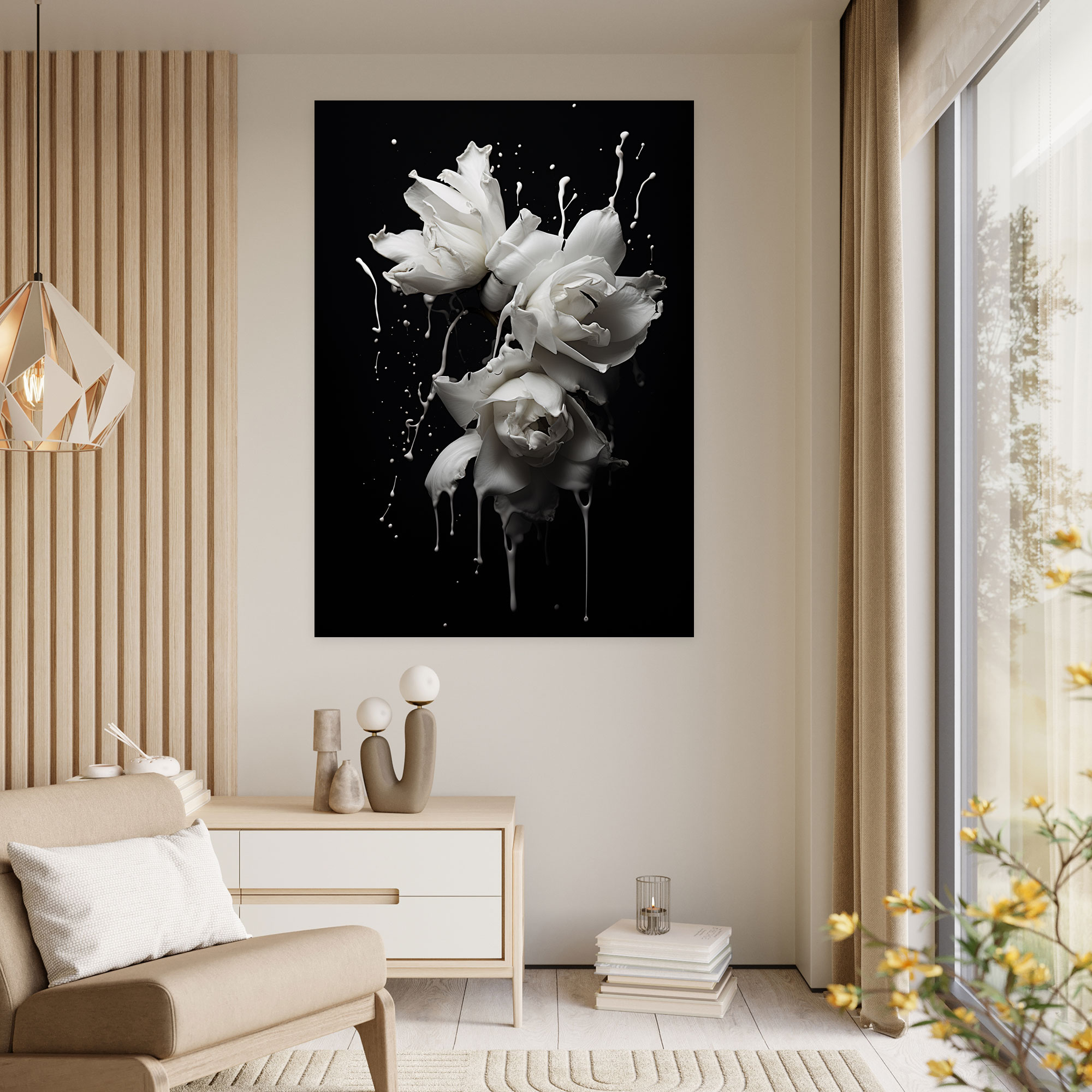 Minimalist Bleeding Flowers Wall Art - Bleeding Flowers, Canvas Wall Art, Canvas, Minimalist Black And White Photography