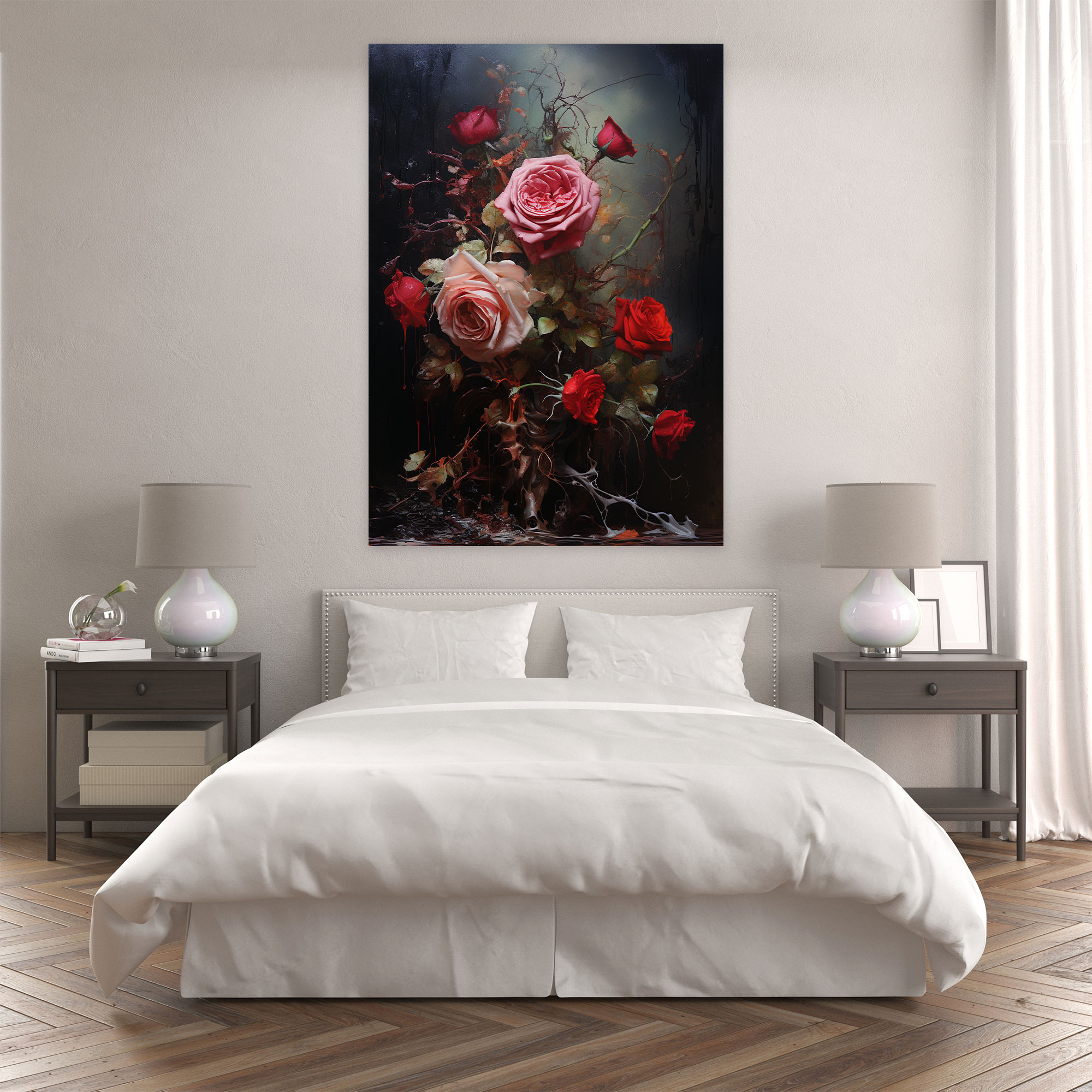 Realistic Bleeding Rose Canvas Print - Bleeding Flowers, Flowers, Wall Decoration, Bleeding Rose