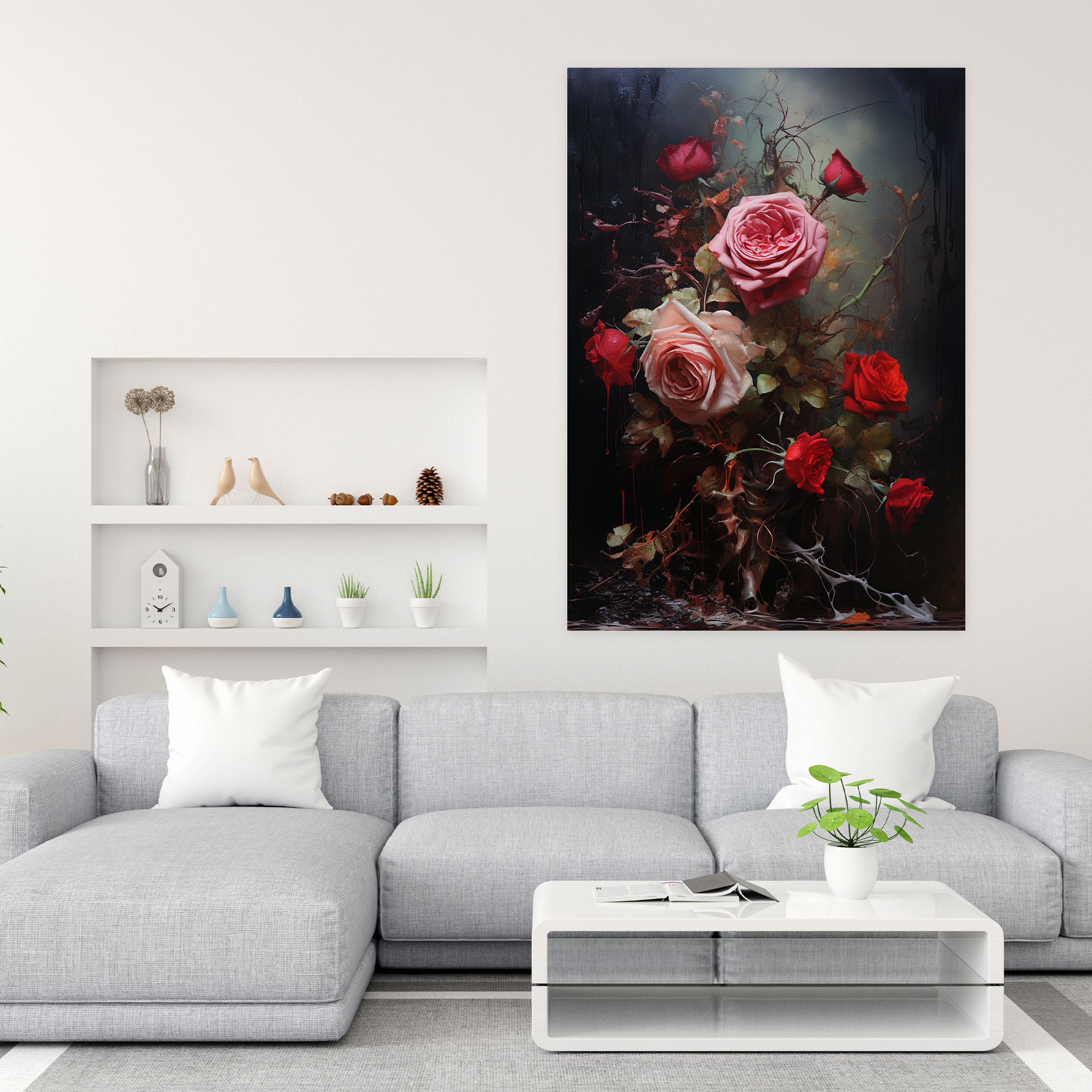 Realistic Bleeding Rose Canvas Print - Bleeding Flowers, Flowers, Wall Decoration, Bleeding Rose