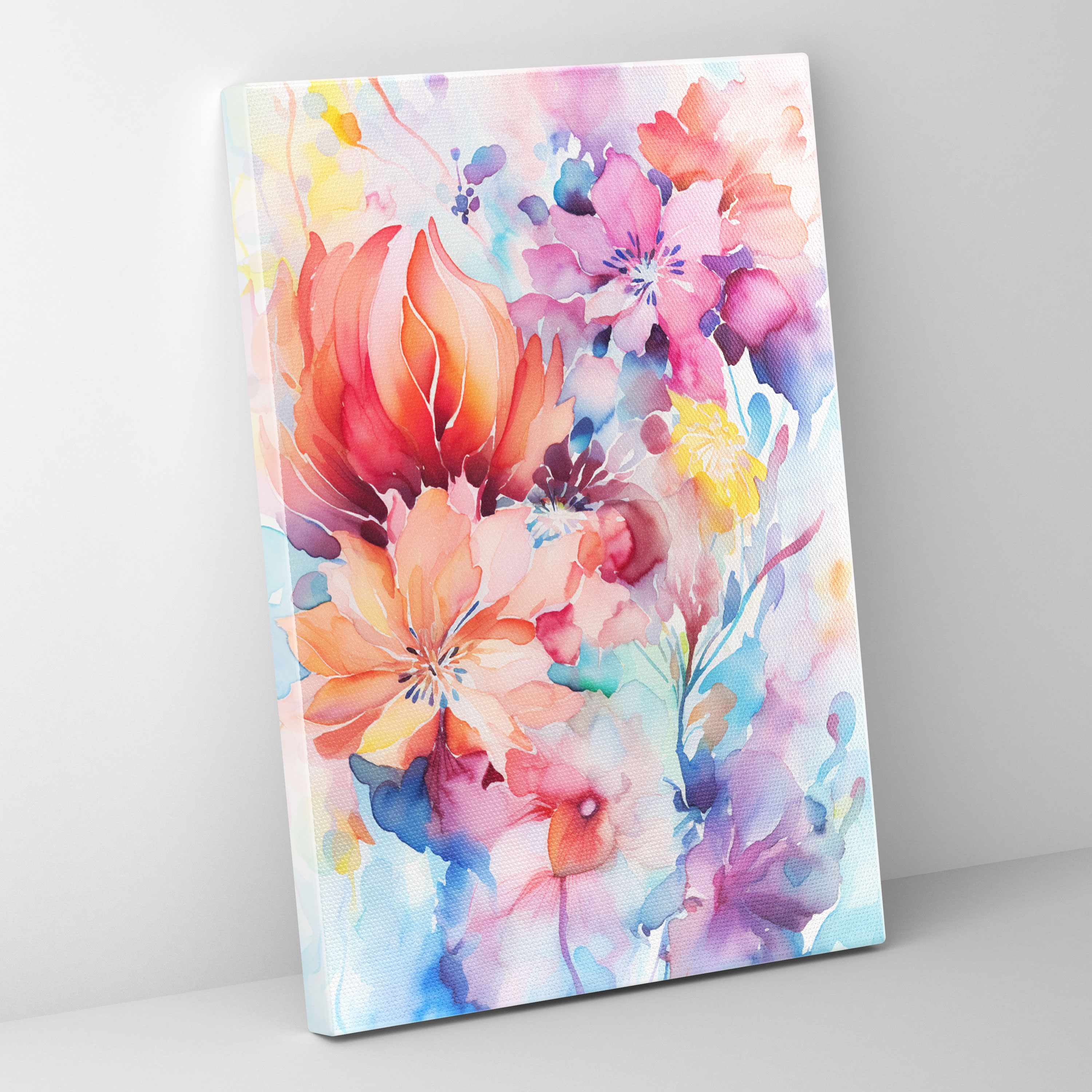 Bleeding Flowers Wall Art - Bleeding Flowers, Watercolor Wall Decoration, Canvas Wall Art, Vibrant