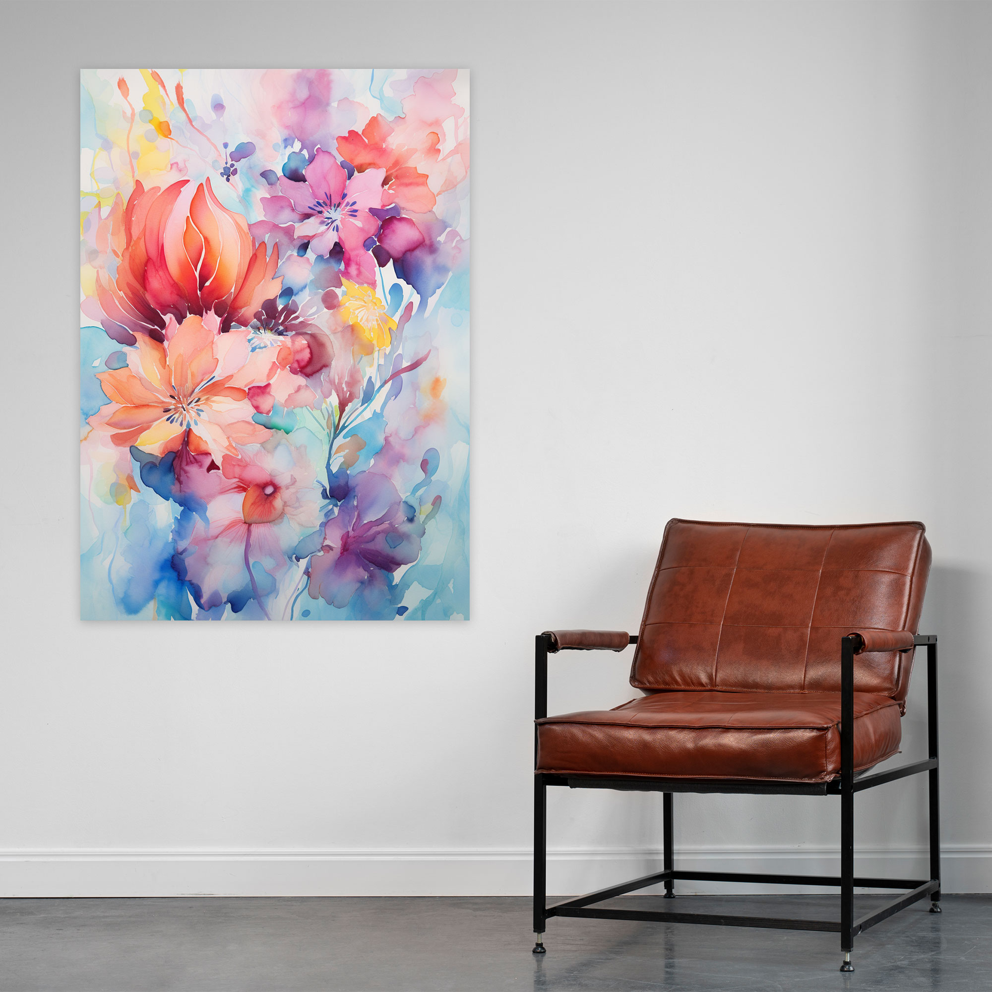 Bleeding Flowers Wall Art - Bleeding Flowers, Watercolor Wall Decoration, Canvas Wall Art, Vibrant