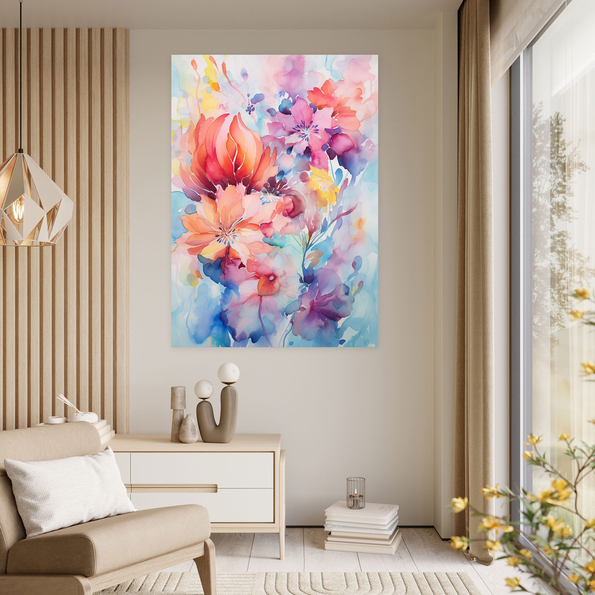 Bleeding Flowers Wall Art - Bleeding Flowers, Watercolor Wall Decoration, Canvas Wall Art, Vibrant