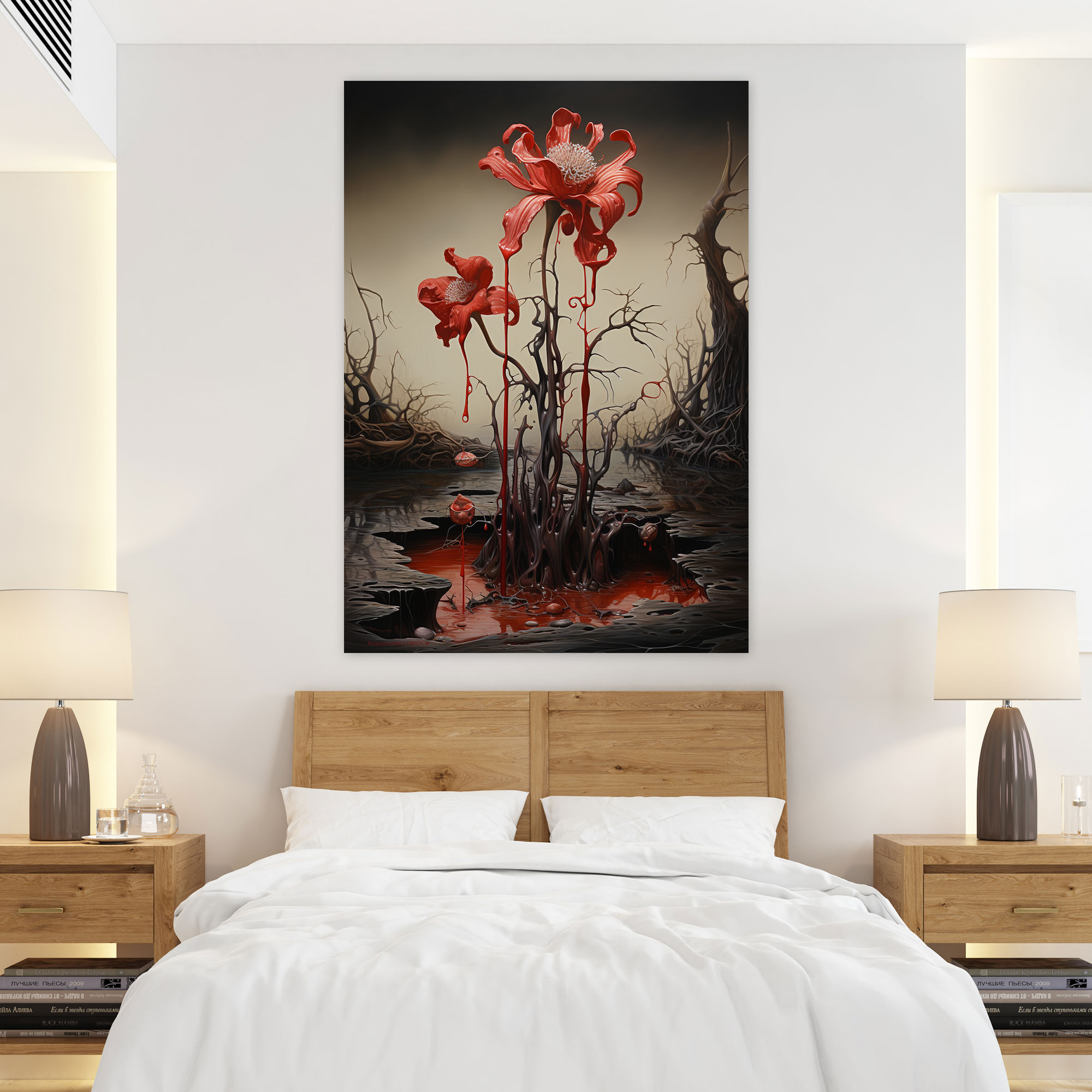 Bleeding Flowers Wall Art - Bleeding Flowers, Canvas Wall Art, Surrealist Canvas Print, Bleeding Flowers Wall Art