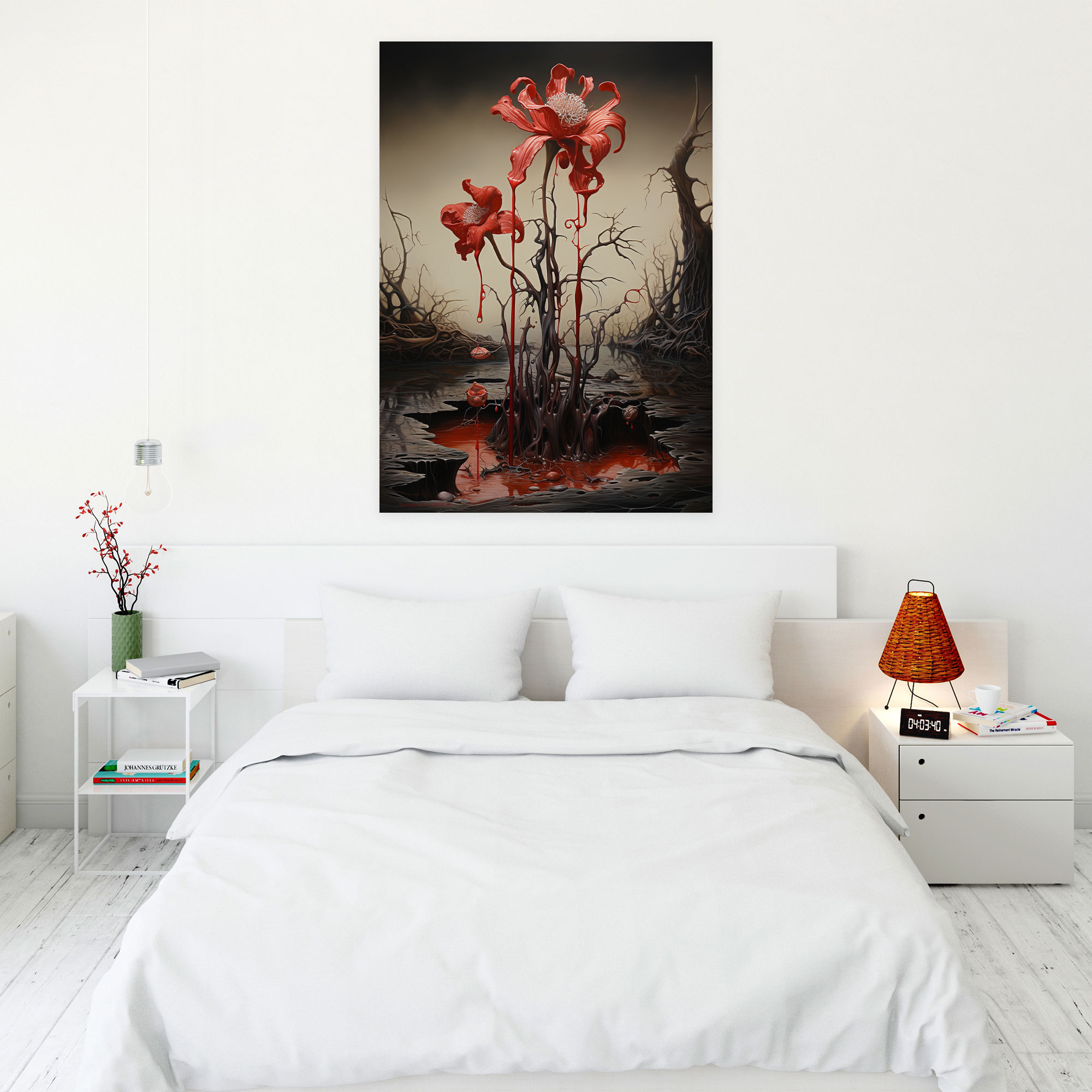 Bleeding Flowers Wall Art - Bleeding Flowers, Canvas Wall Art, Surrealist Canvas Print, Bleeding Flowers Wall Art