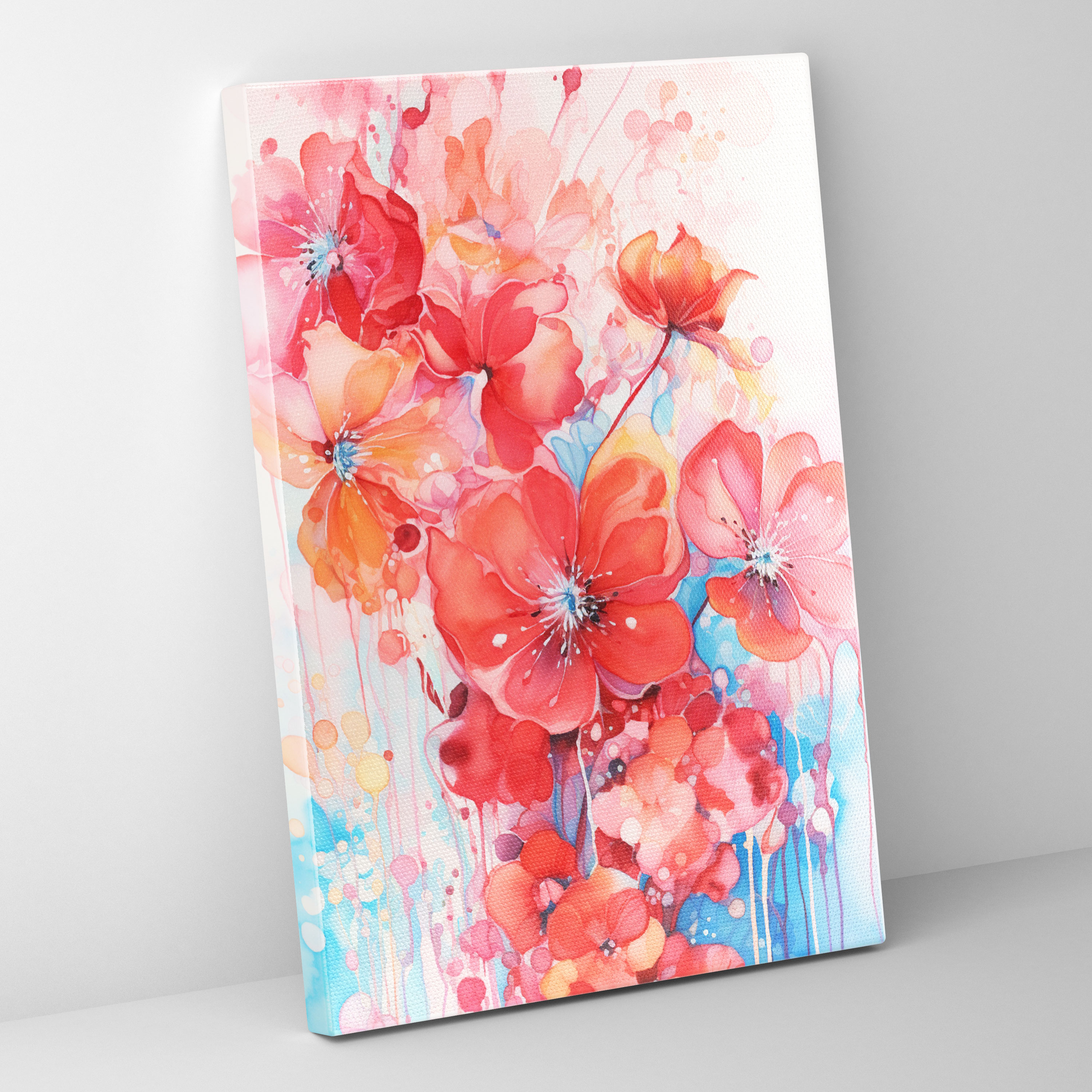 Bleeding Flowers Abstract Canvas Print - Bleeding Flowers, Wall Decoration, Canvas Wall Art, Bleeding Flowers