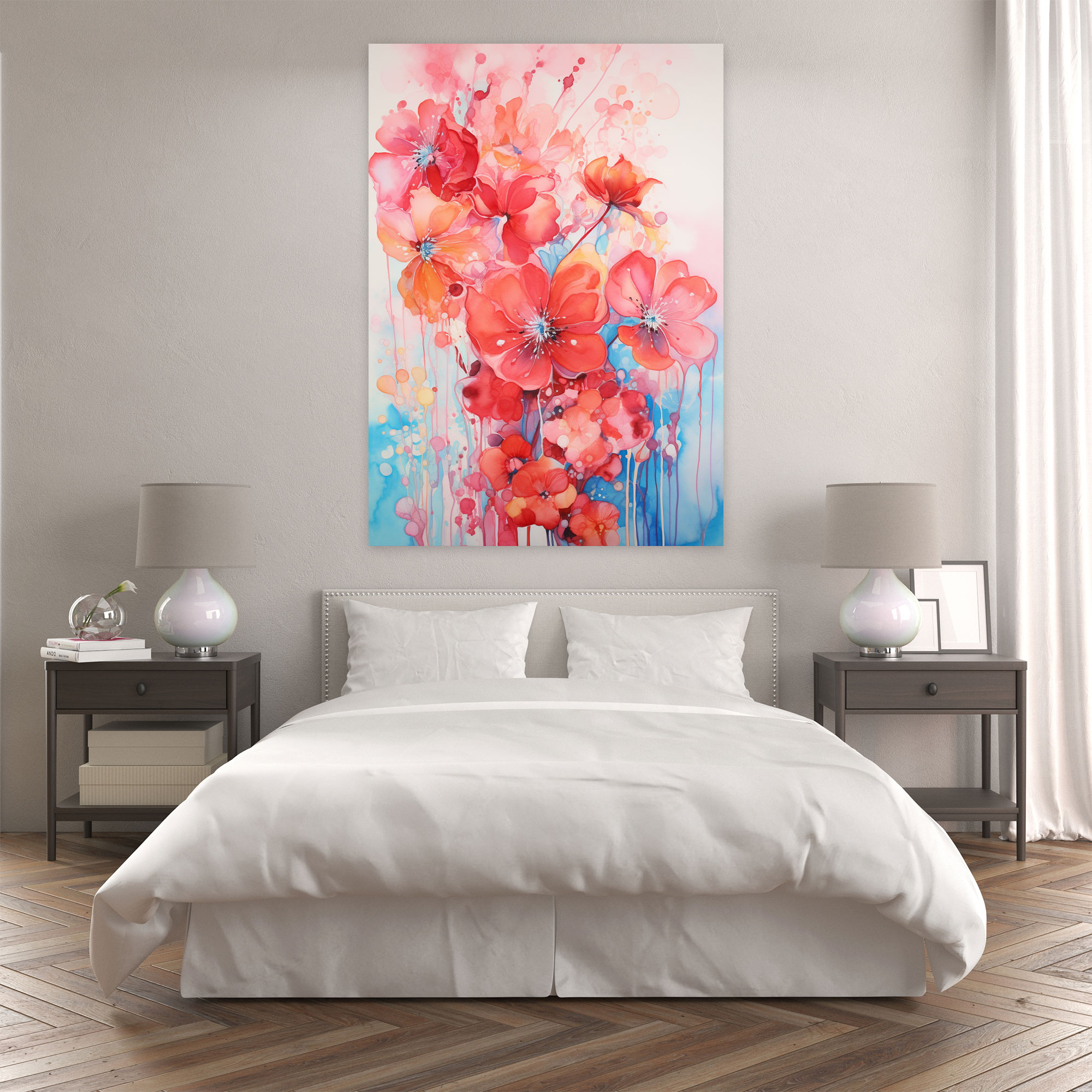 Bleeding Flowers Abstract Canvas Print - Bleeding Flowers, Wall Decoration, Canvas Wall Art, Bleeding Flowers