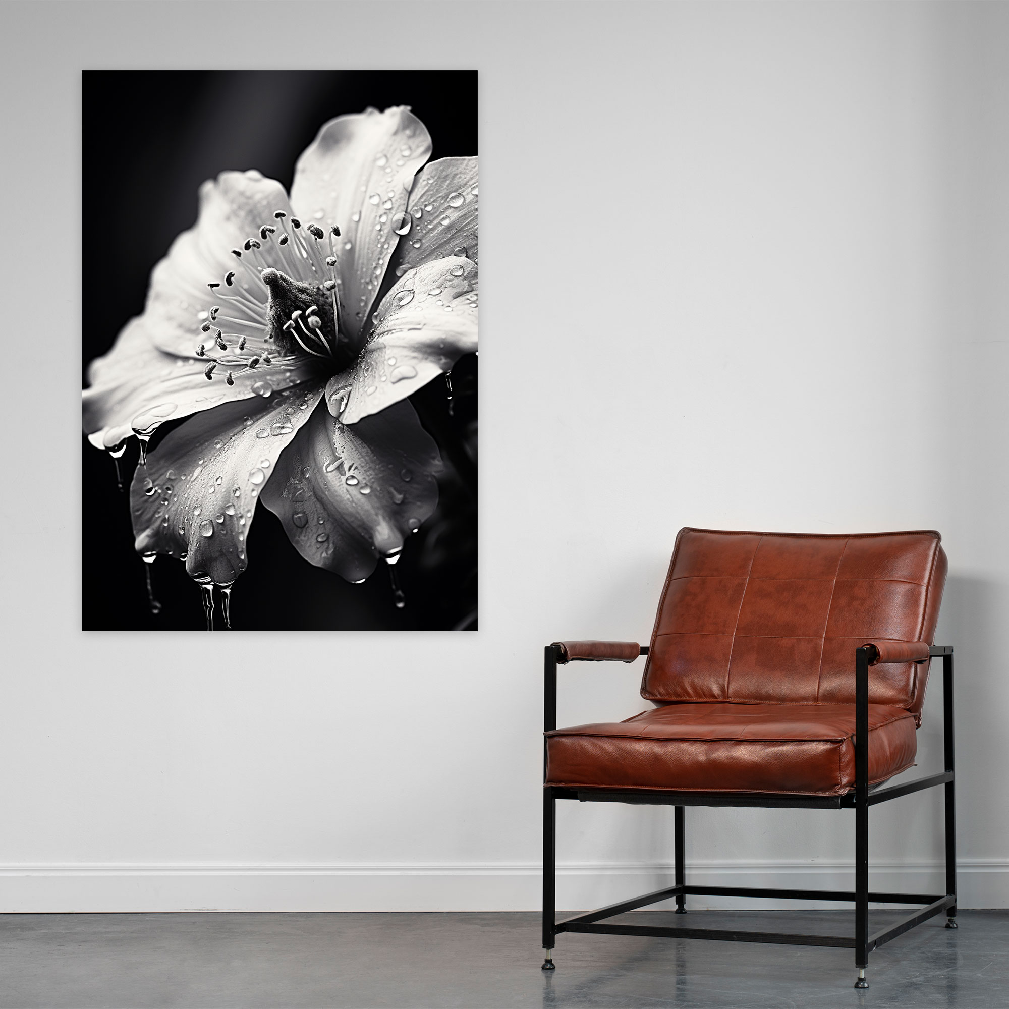 Delicate Monochrome Blooms Canvas Print - Bleeding Flowers, Wall Art, Home Decoration, Canvas Print