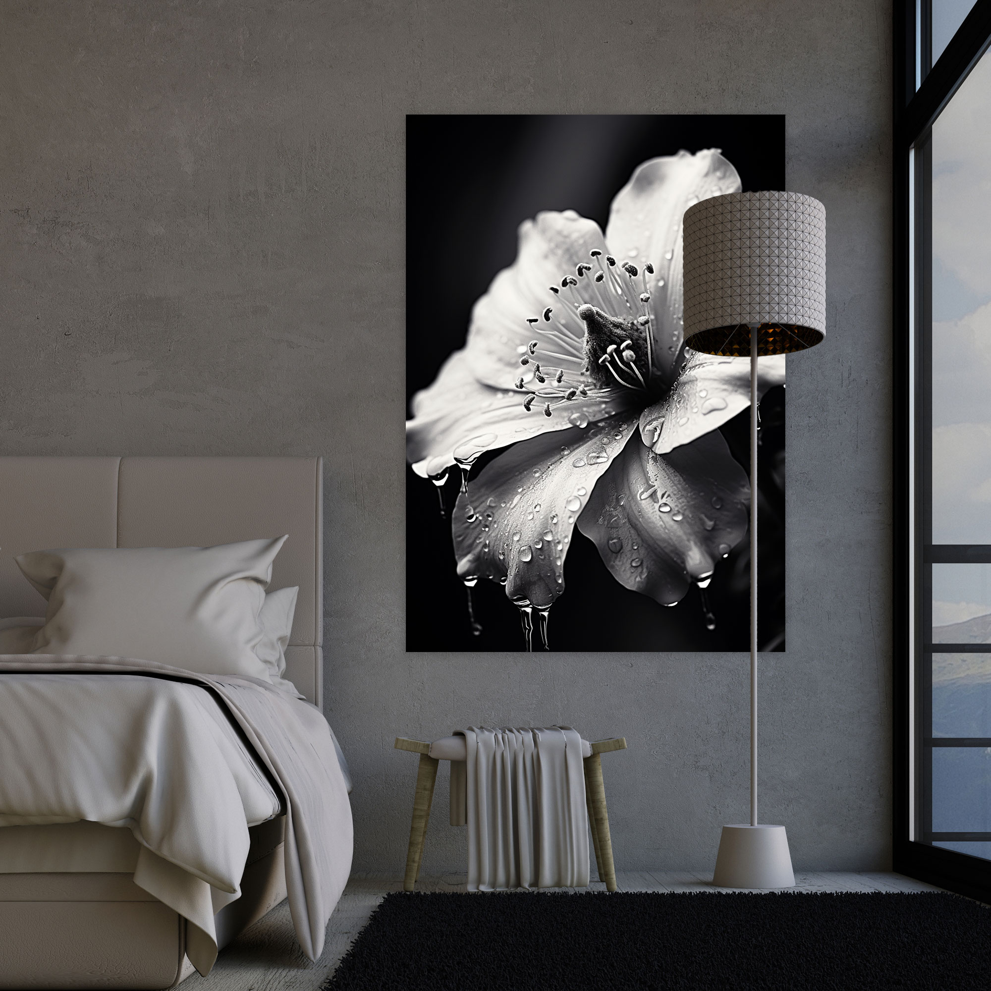 Delicate Monochrome Blooms Canvas Print - Bleeding Flowers, Wall Art, Home Decoration, Canvas Print
