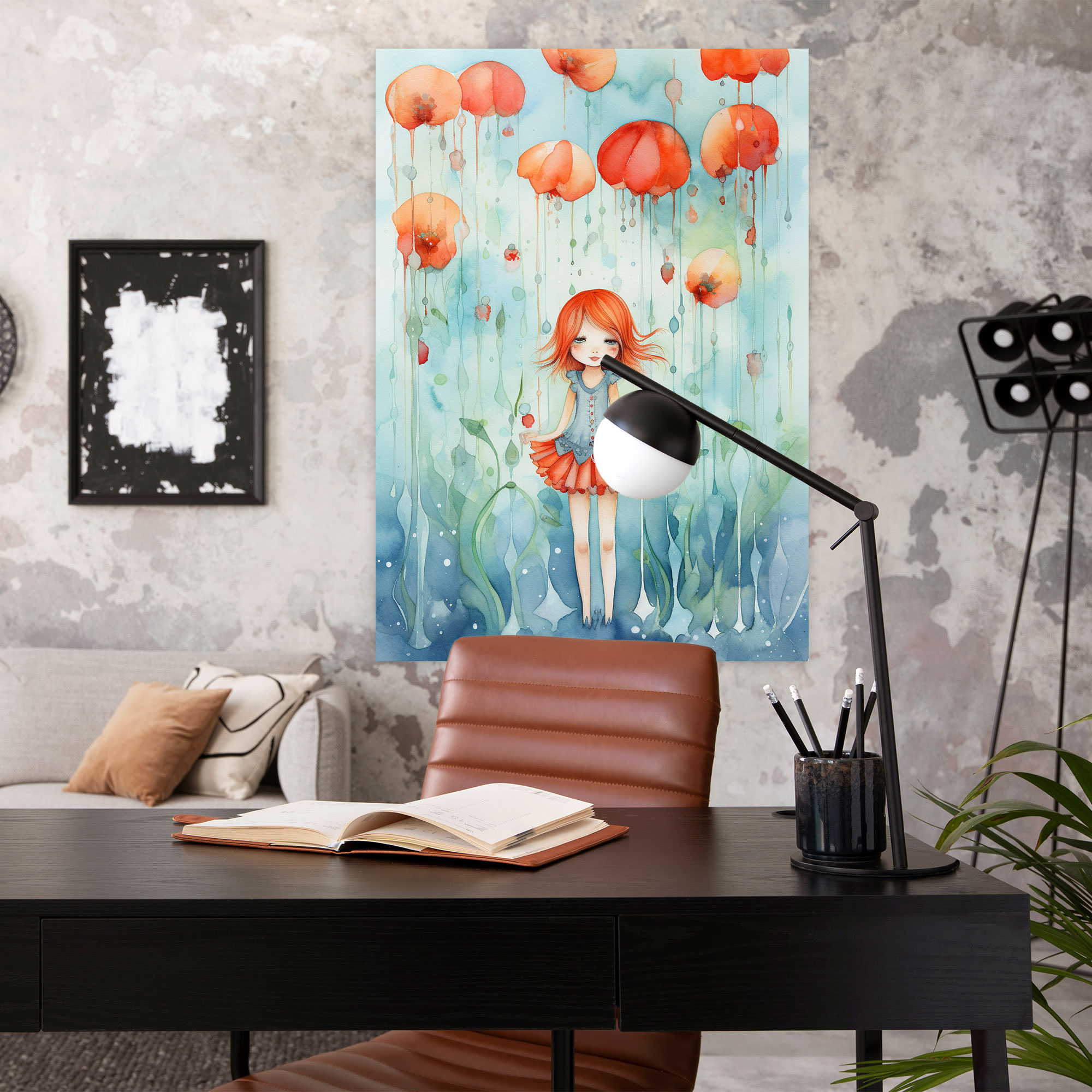 Joyful Rain Blooms Watercolor Canvas Print - Bleeding Flowers, Wall Decoration, Home Decoration, Joy