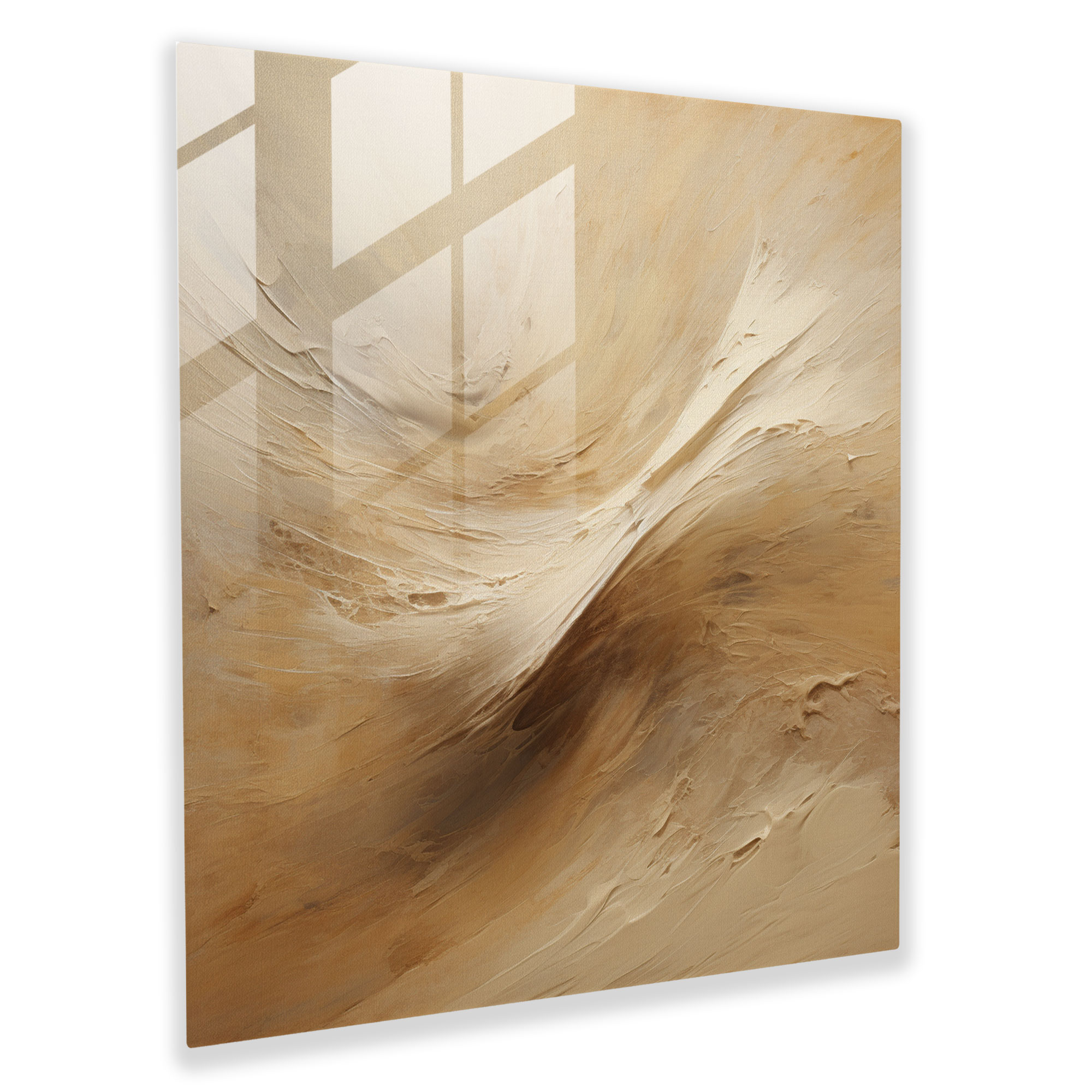 Beige Glass Print - Abstract Brushstrokes - Beige, Abstract Brushstrokes, Glass Art, Home Decoration