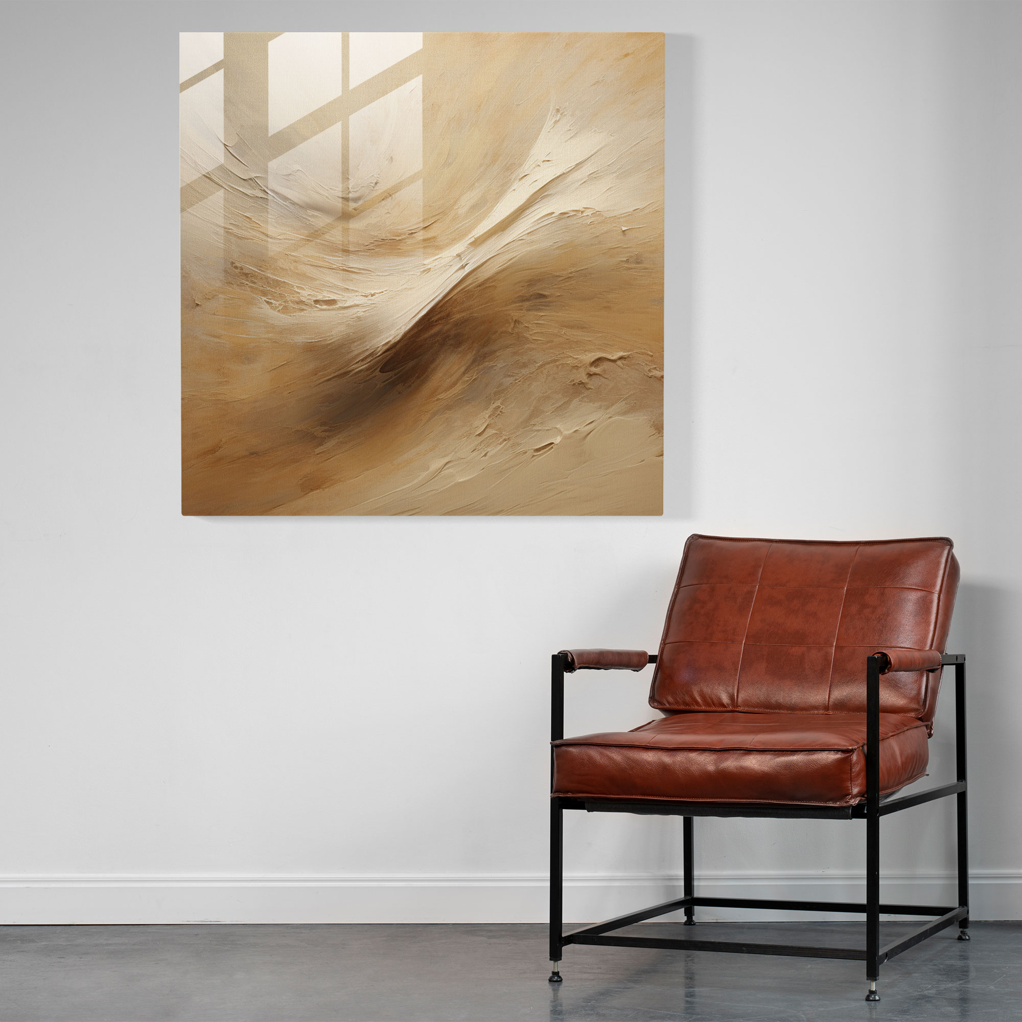 Beige Glass Print - Abstract Brushstrokes - Beige, Abstract Brushstrokes, Glass Art, Home Decoration