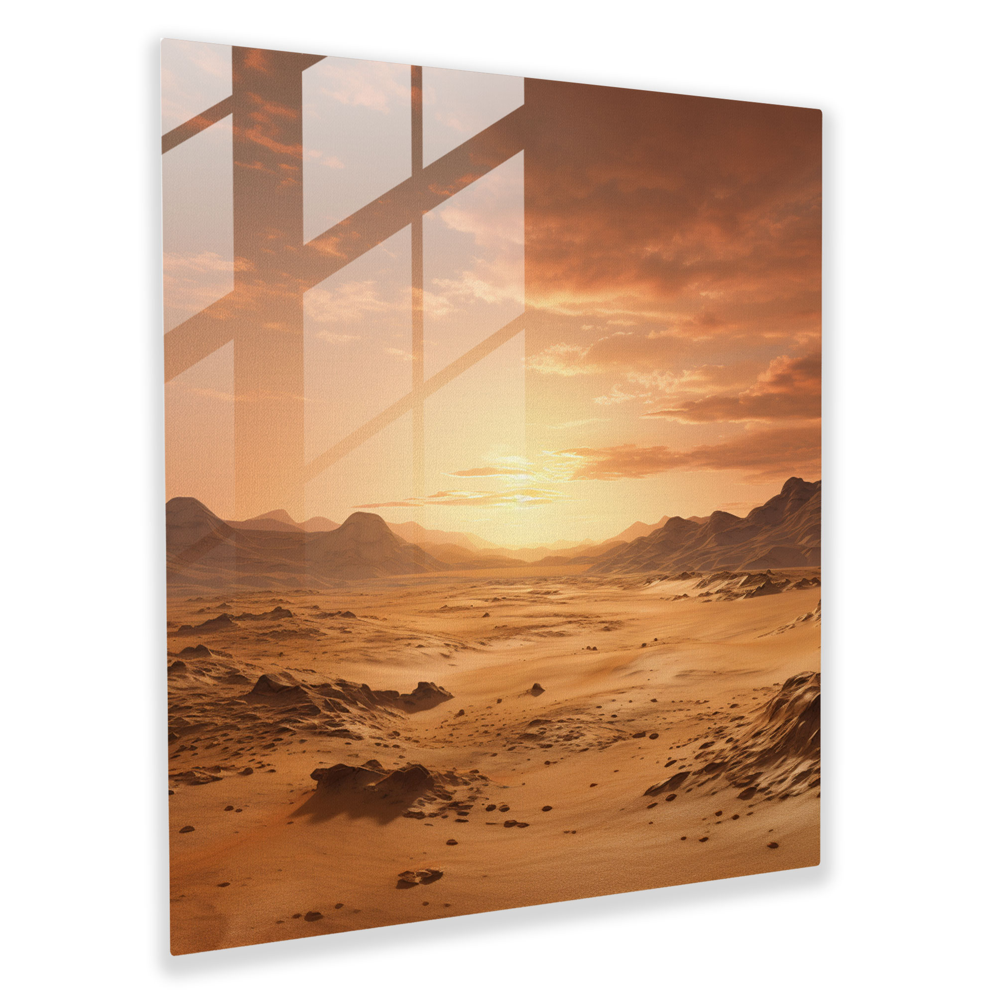 Beige Glass Print - Desert Sunset - Beige, Wall Decoration, Desert Sunset, Golden Hour