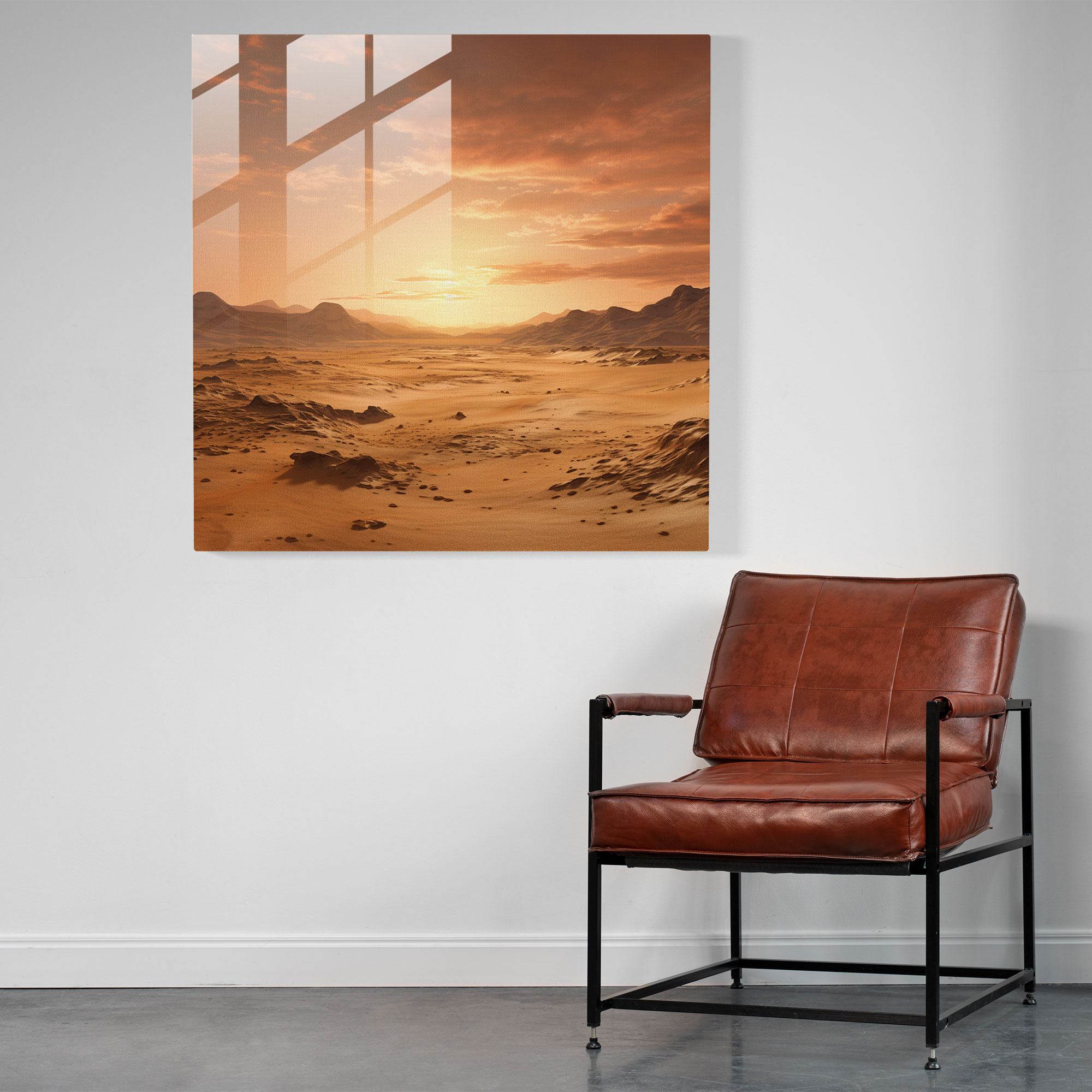 Beige Glass Print - Desert Sunset - Beige, Wall Decoration, Desert Sunset, Golden Hour