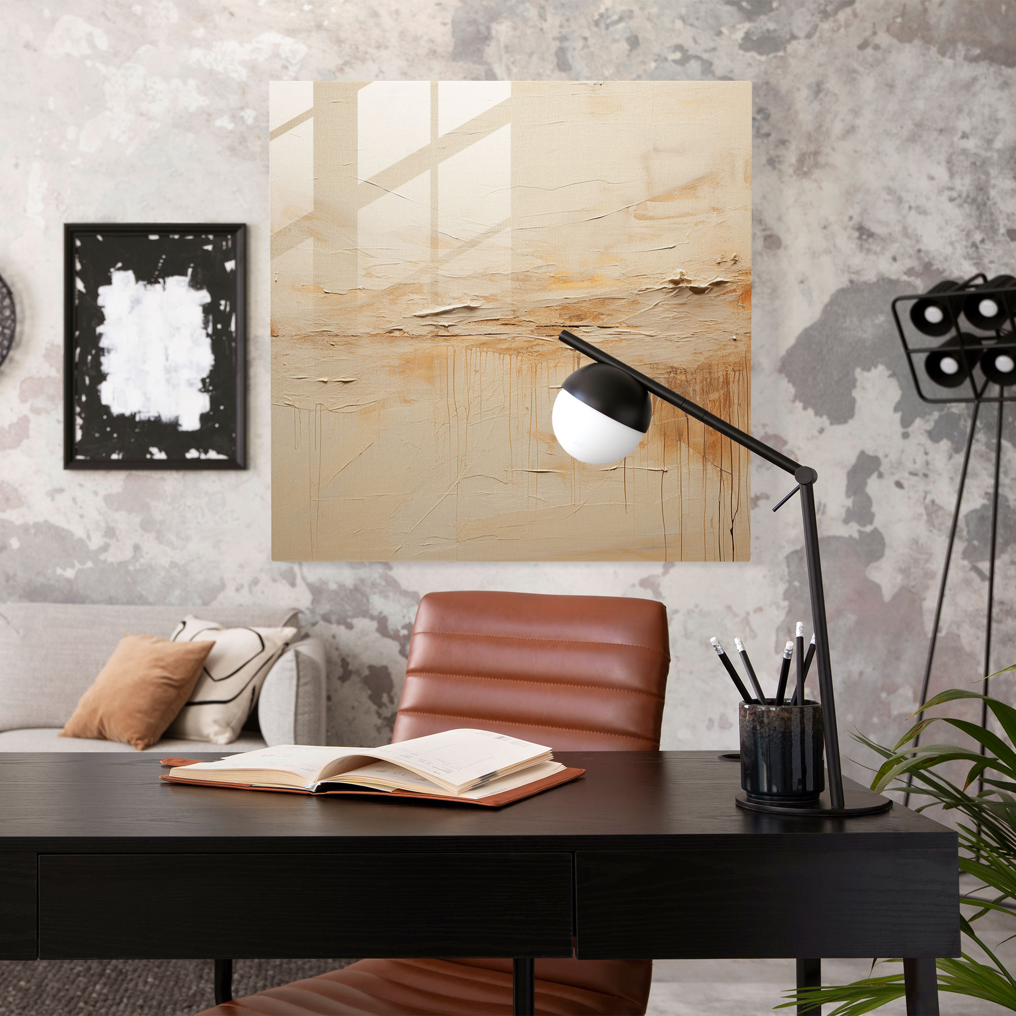 Beige Depth Glass Print - Beige, Modern Art, Glass Wall Art, Glass Print