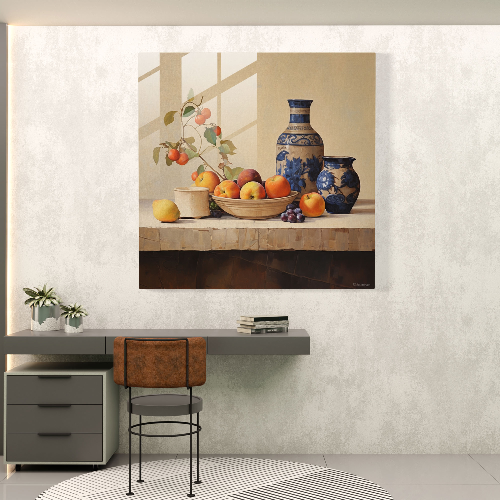 Beige Stillleben Glasbild - Beige Glasbild Wanddekoration