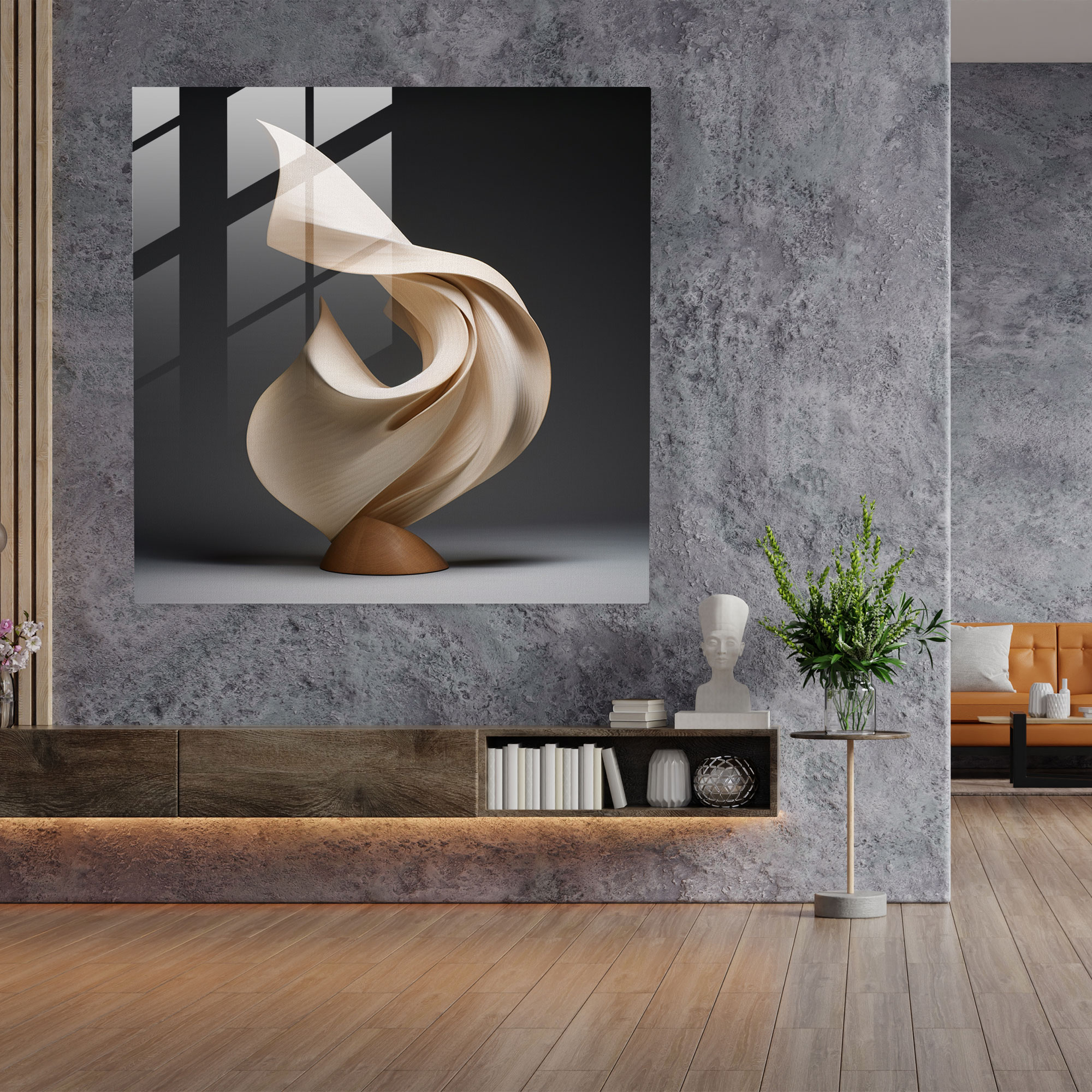 Beige Bewegung Glasbild - Beige Wanddekoration Glasbild