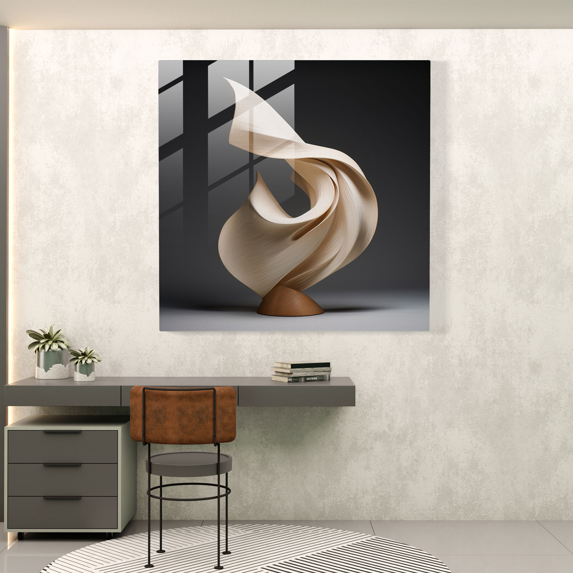 Beige Bewegung Glasbild - Beige Wanddekoration Glasbild