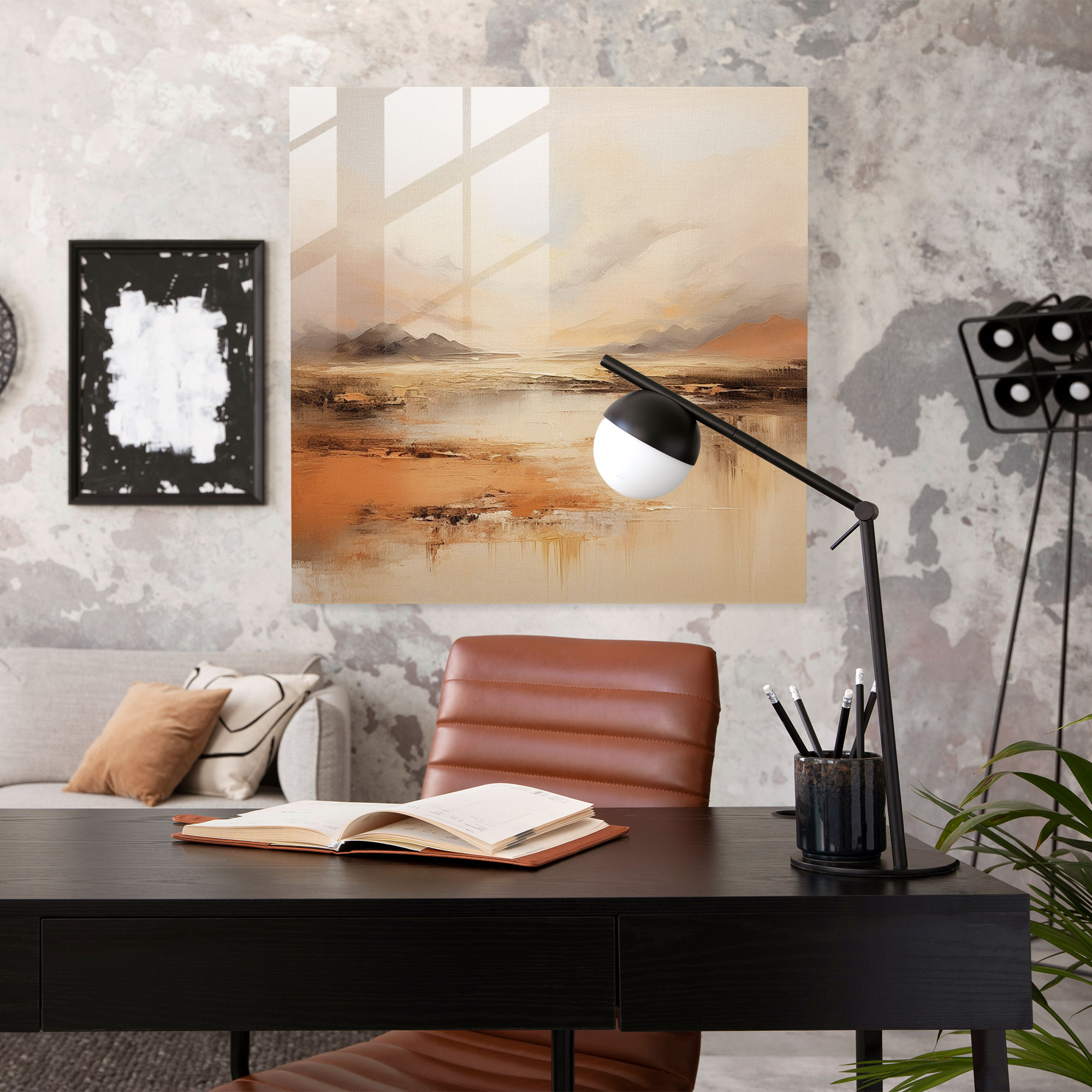 Beige Glass Wall Art - Beige, Wall Decoration, Modern Art, Glass Print