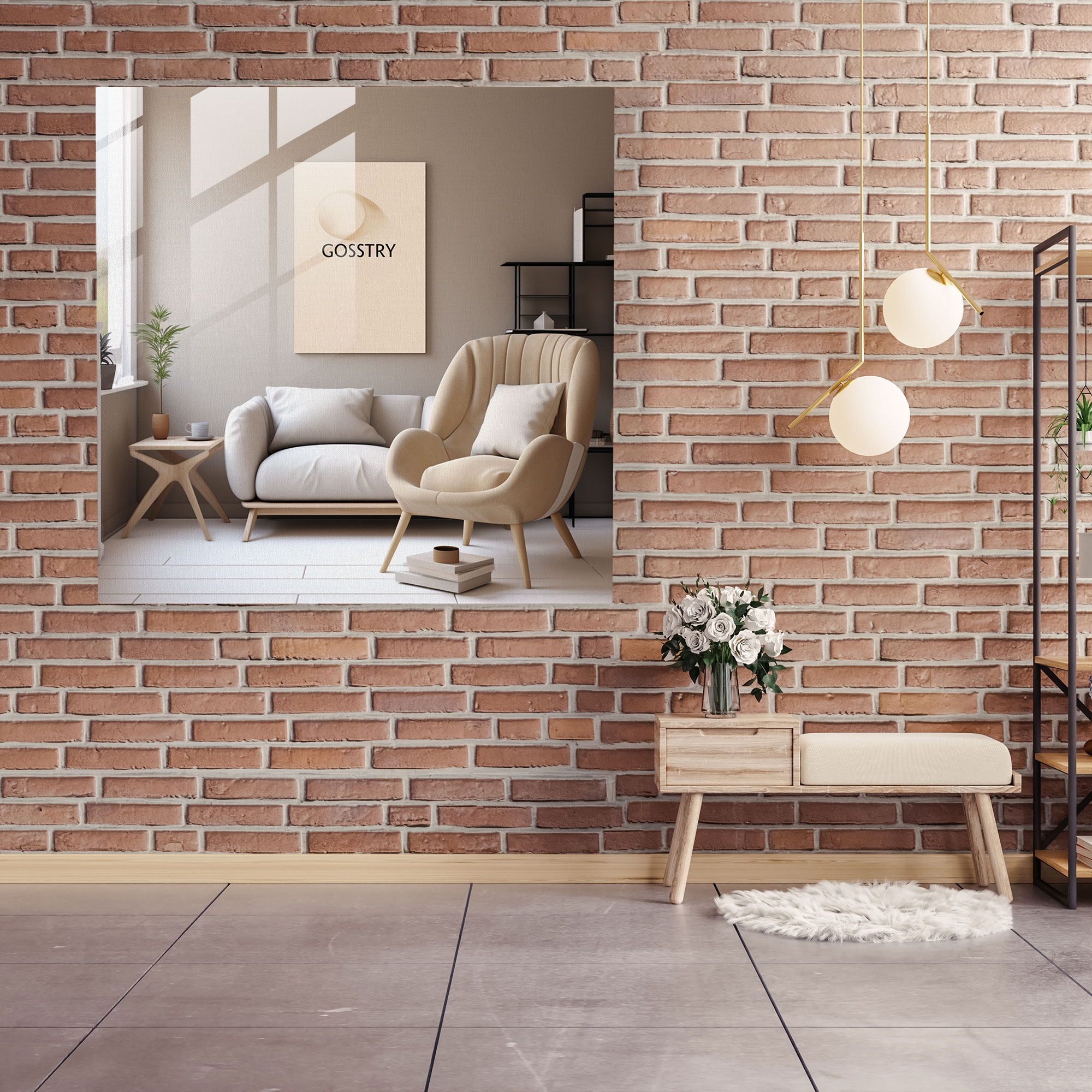 Beige Typografie Glasbild - Beige Glasbild Beige Glas Wandkunst