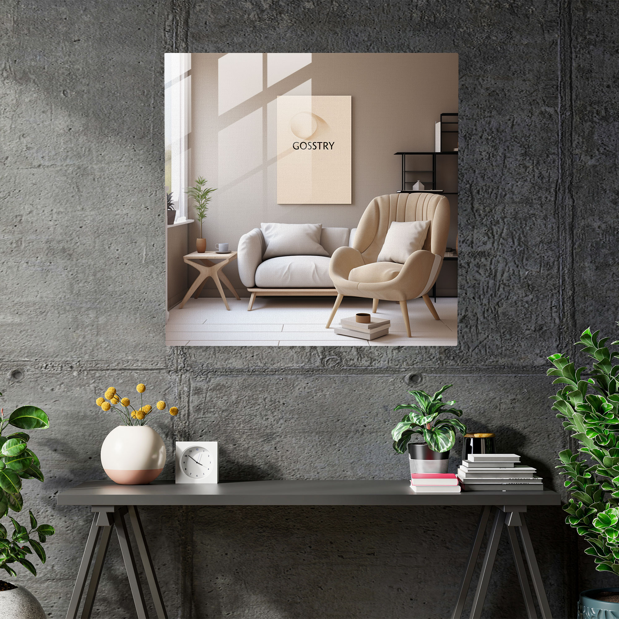 Beige Typografie Glasbild - Beige Glasbild Beige Glas Wandkunst