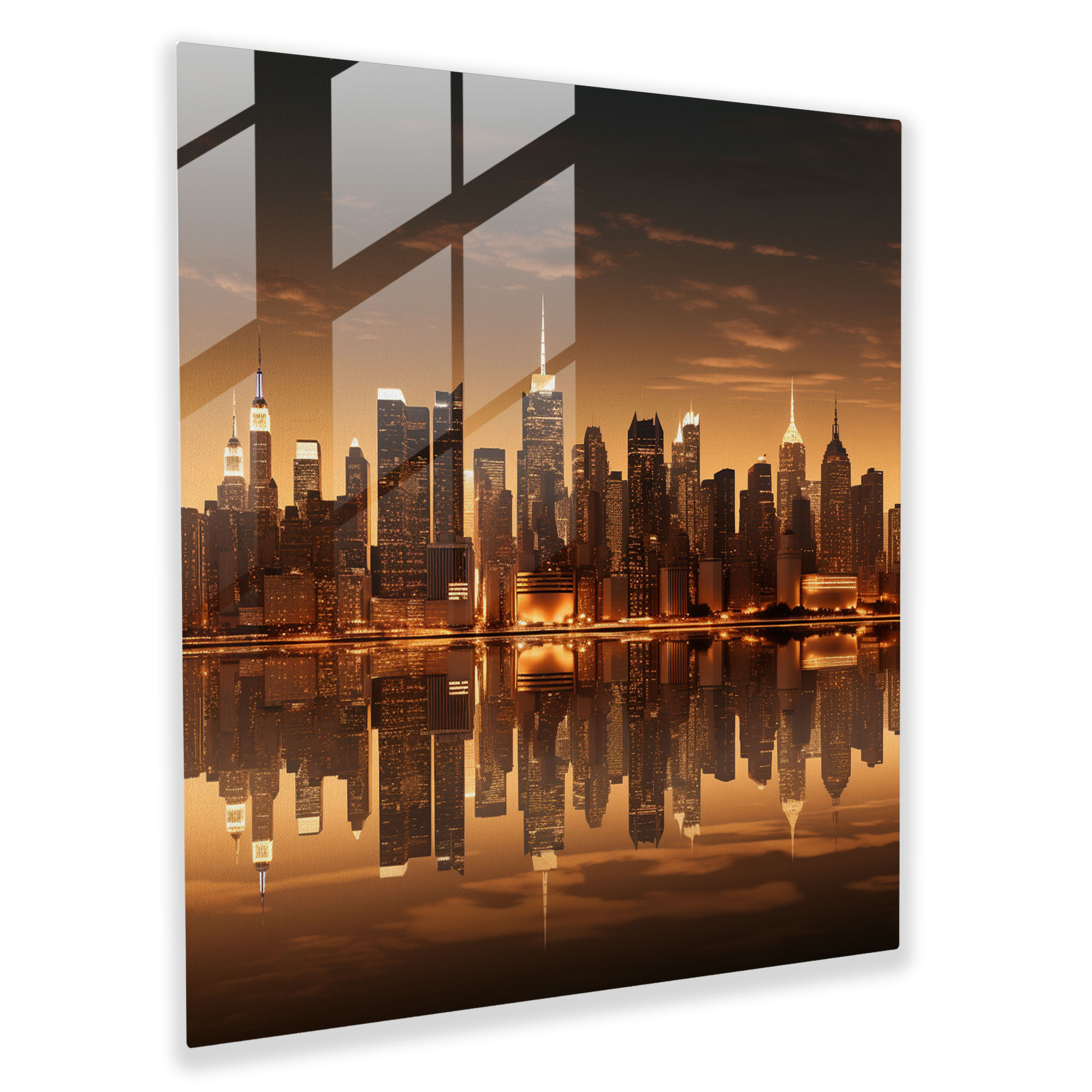 Beige Cityscape Glass Print - Beige, Modern Art, Glass Wall Art, Beige