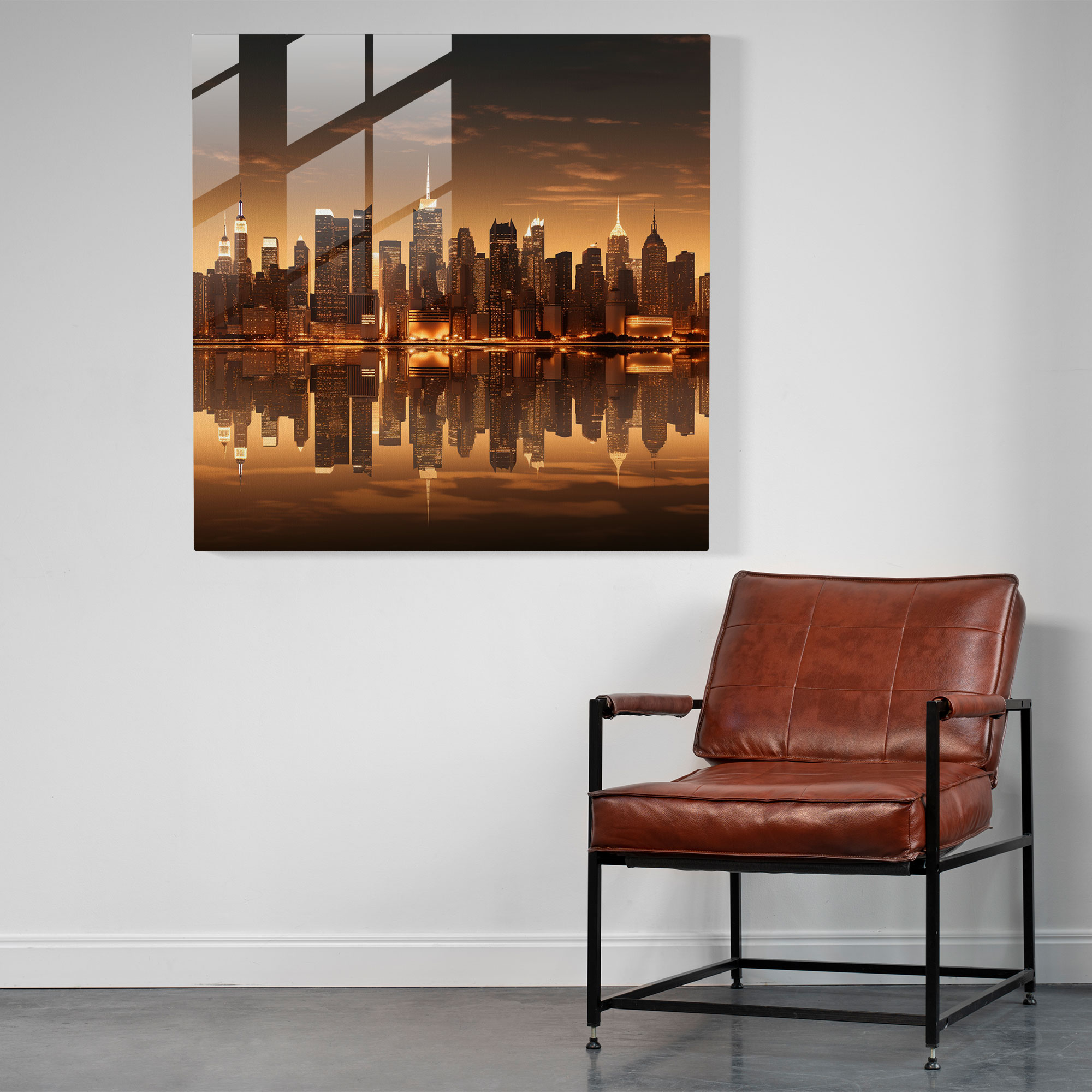 Beige Cityscape Glass Print - Beige, Modern Art, Glass Wall Art, Beige