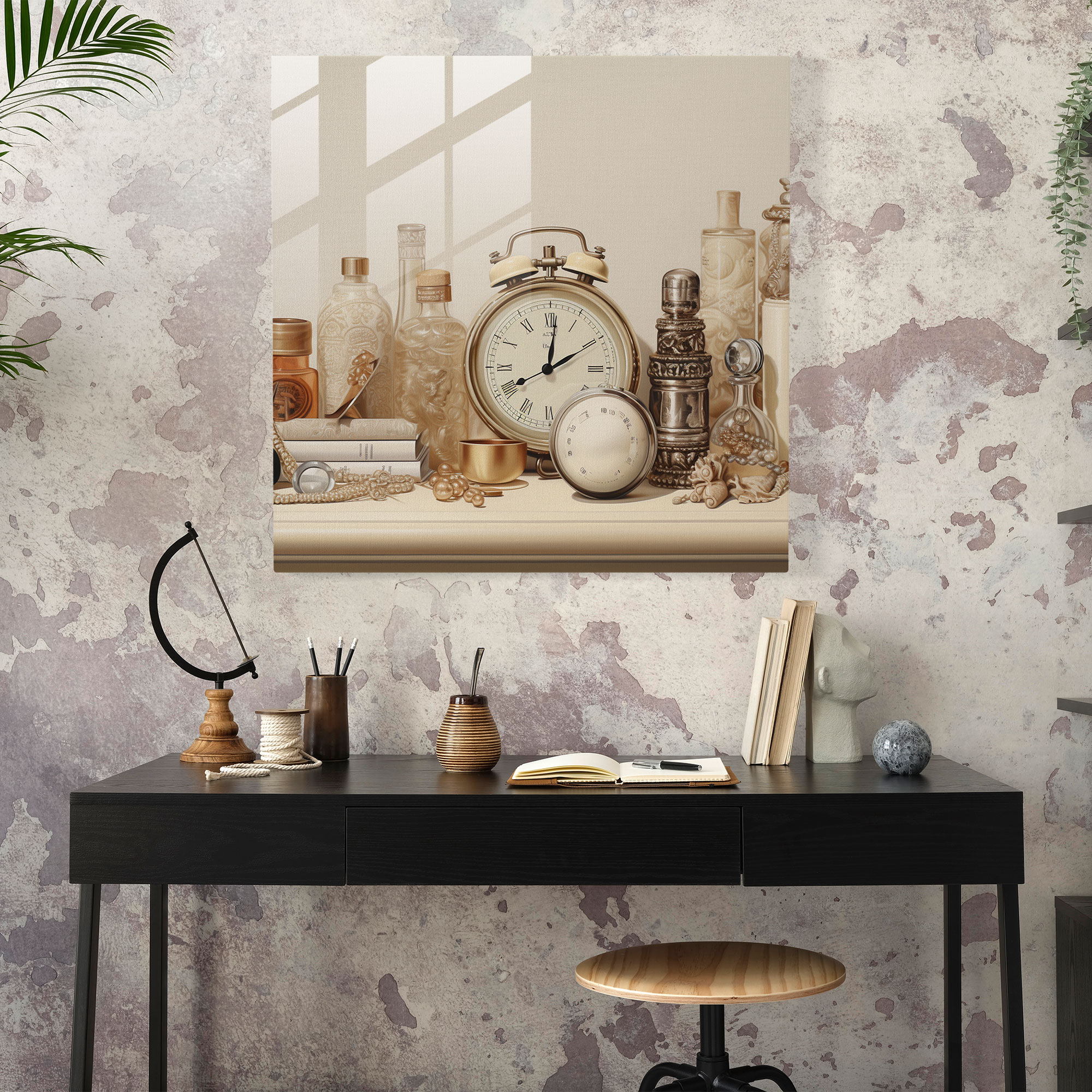 Beige Glasbild Stillleben - Beige Glas Kunst Wanddekoration Moderne Kunst