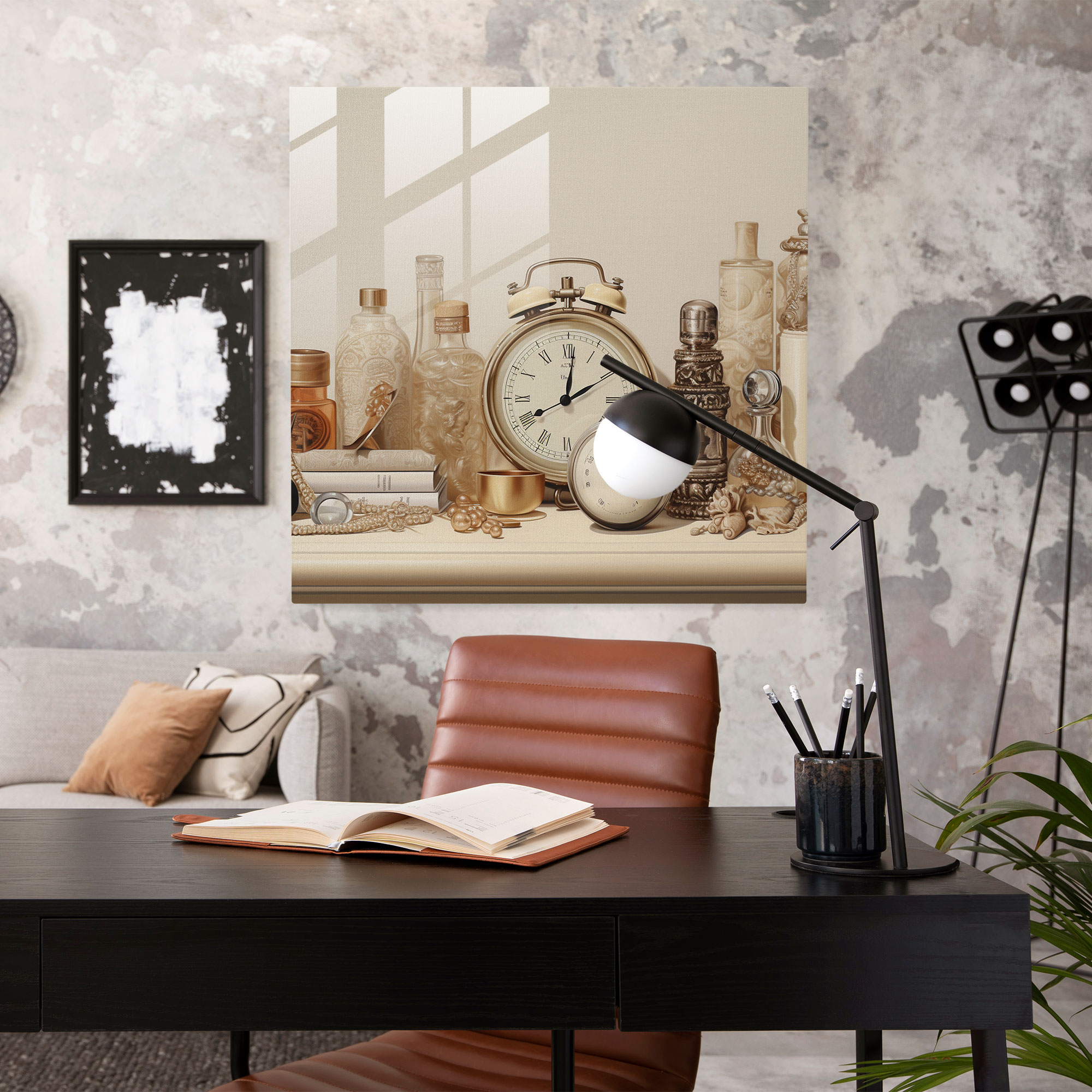 Beige Glasbild Stillleben - Beige Glas Kunst Wanddekoration Moderne Kunst