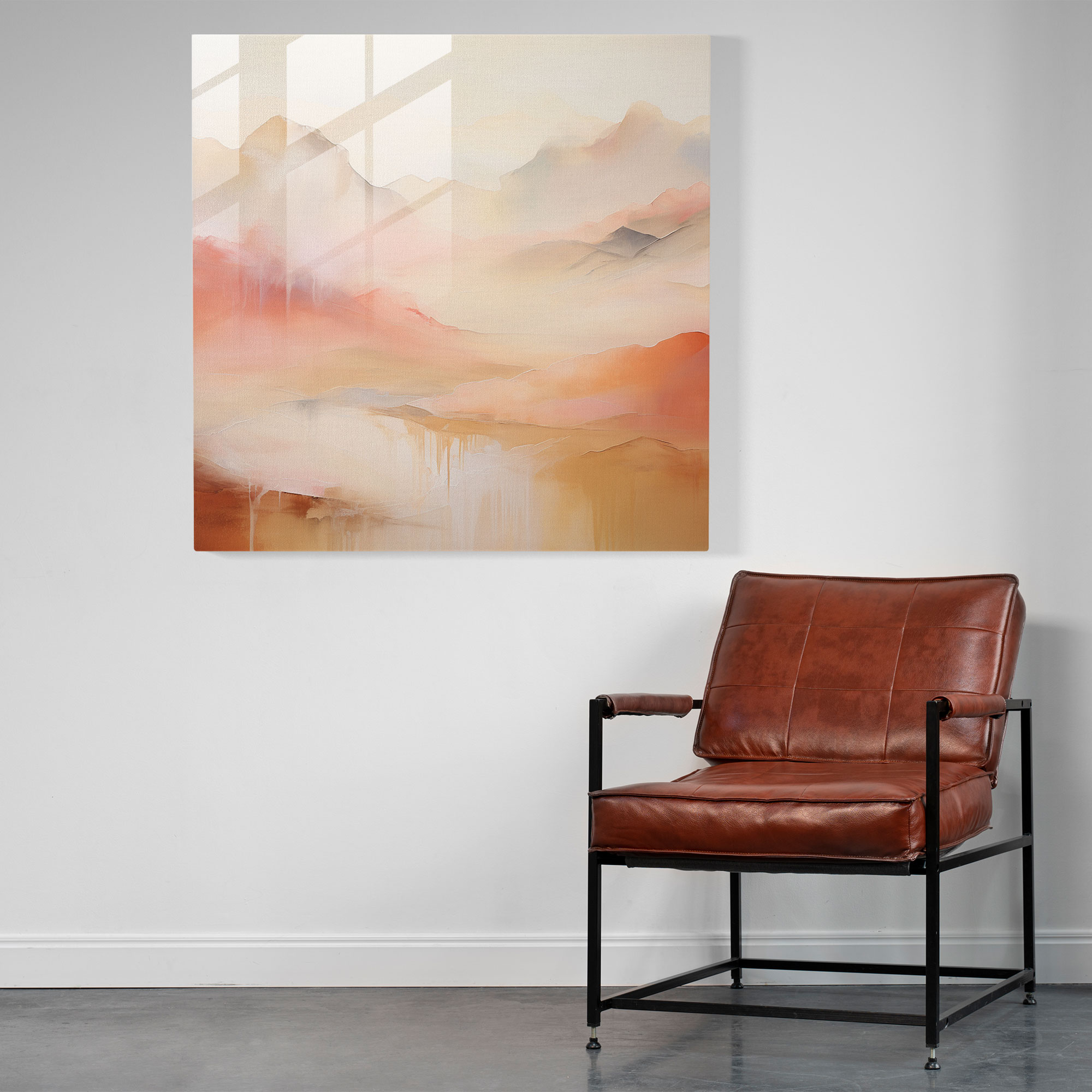 Bej Güneş Cam Tablo - Ev Dekorasyonu Modern Sanat