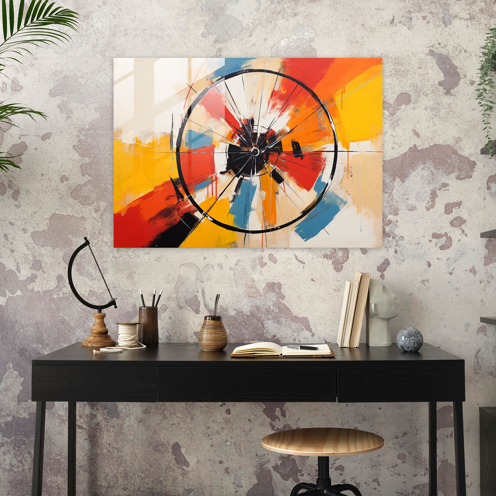 Bicycle Glass Wall Art - Bicycle, Movement, Acrylic Painting, Abstract Painting