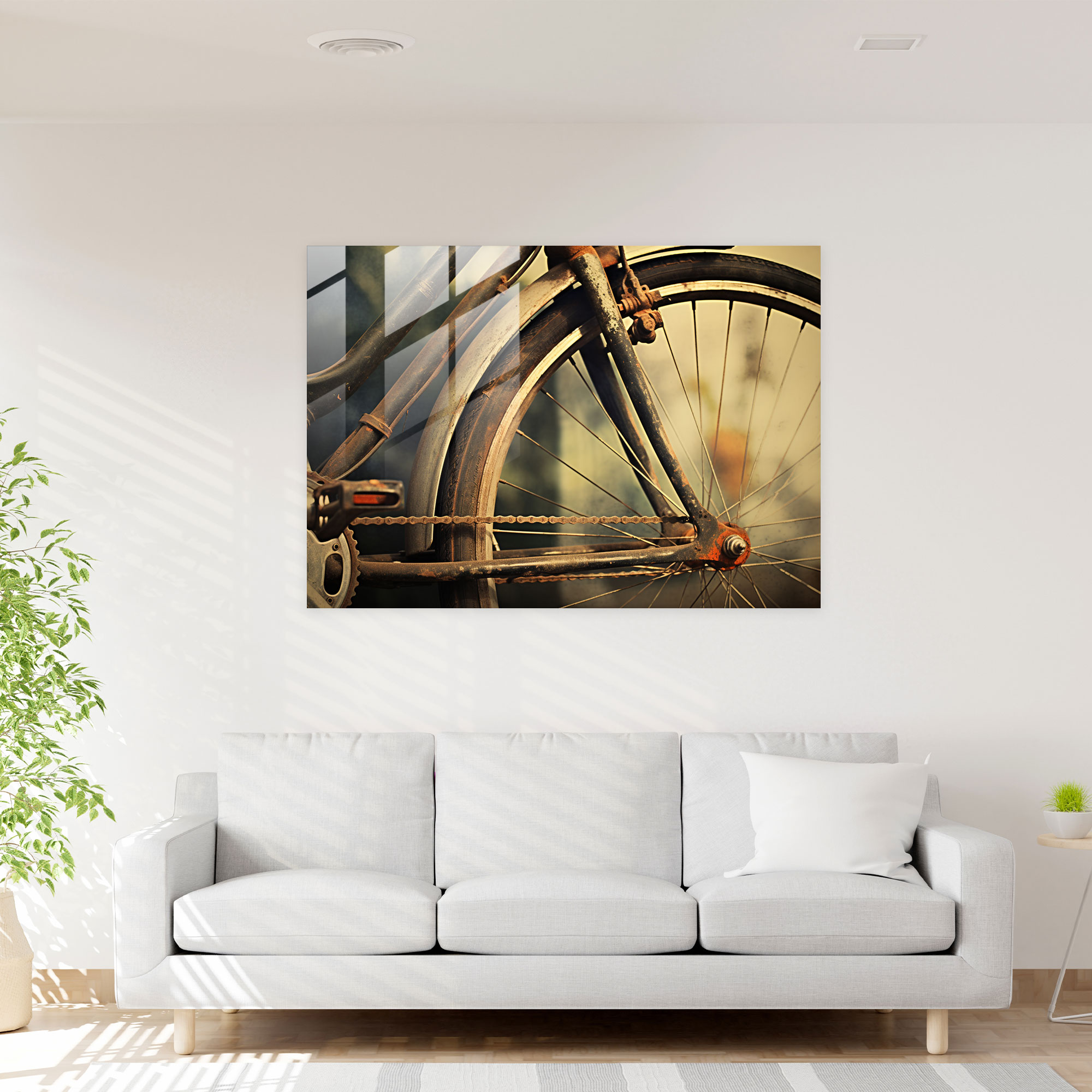 Vintage Bicycle Glass Print - Bicycle, Vintage Bicycle, Intricate Details, Photorealistic Illustration