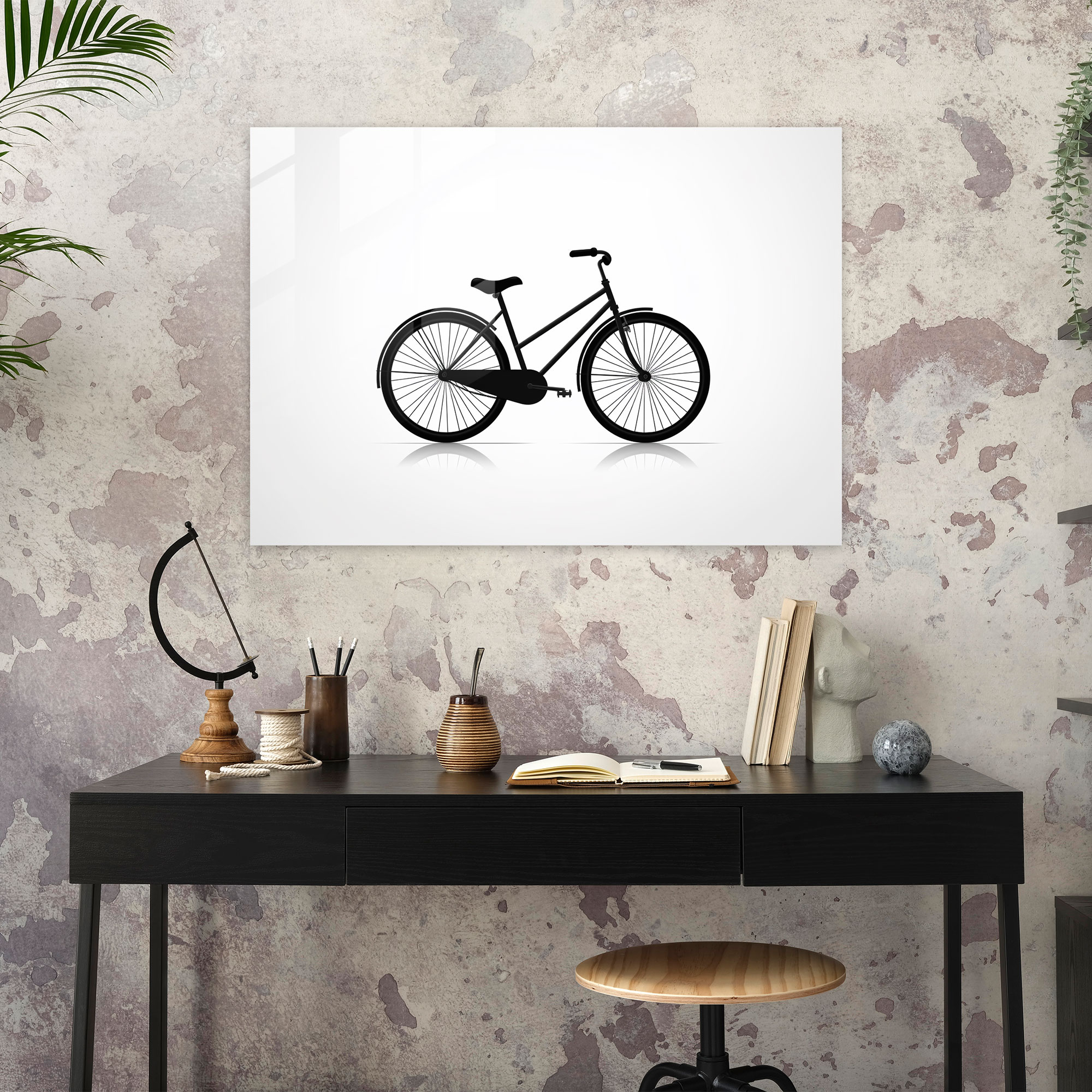 Bicycle Glass Wall Art - Bicycle, Wall Decoration, Bicycle, Black