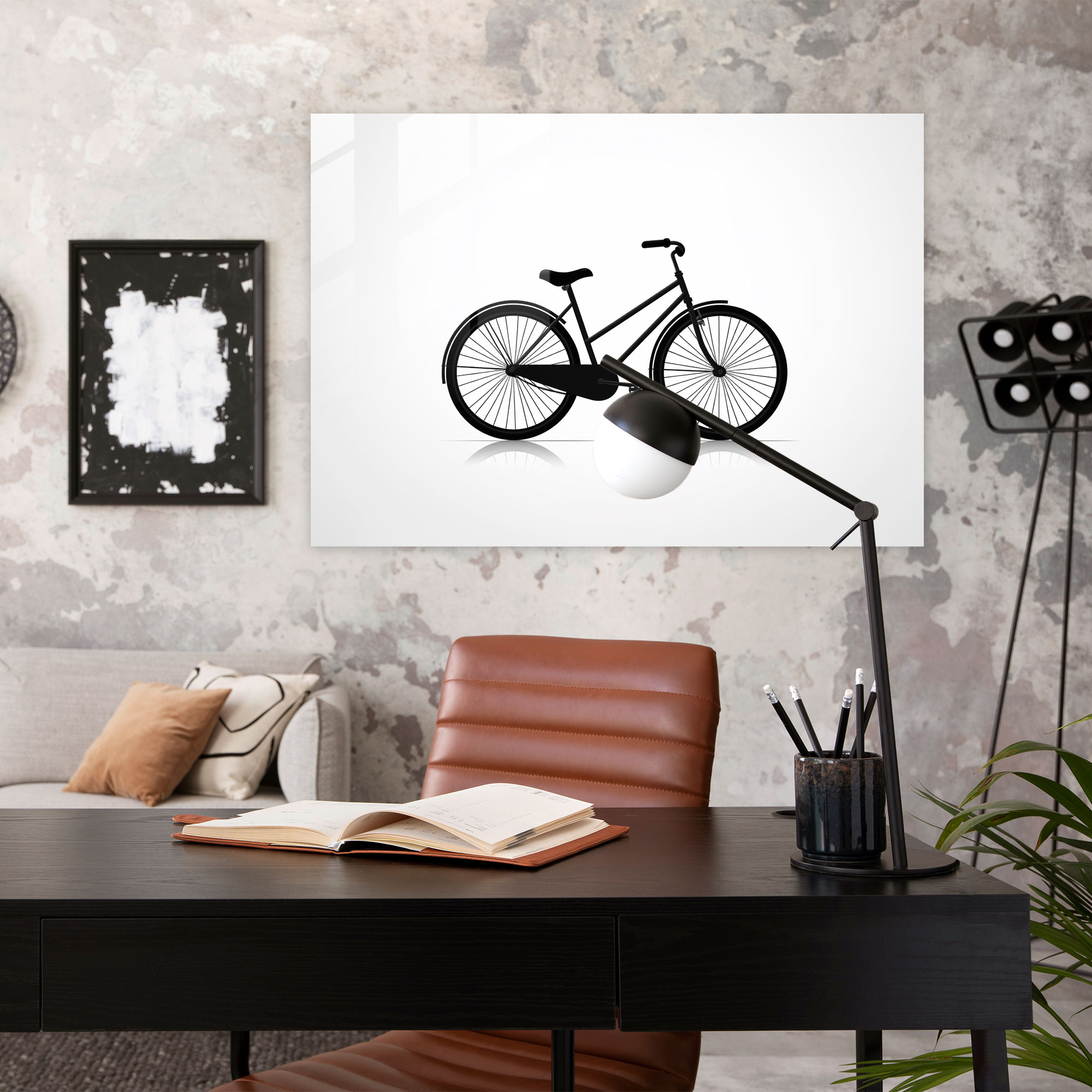 Bicycle Glass Wall Art - Bicycle, Wall Decoration, Bicycle, Black