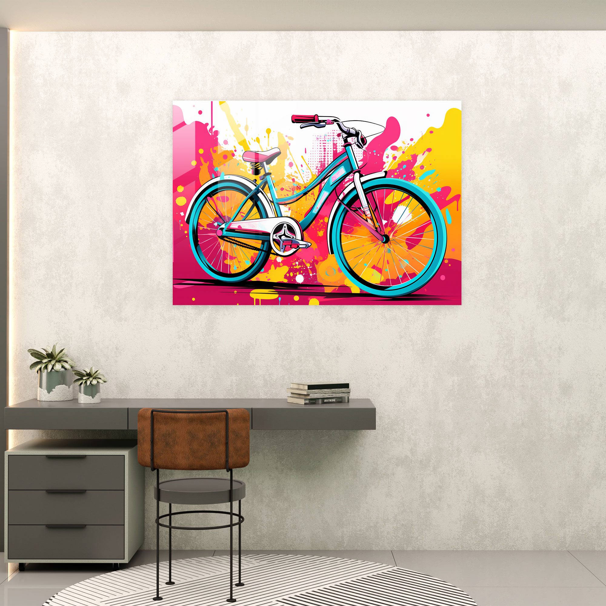 Pop Art Bicycle Glass Print - Bicycle, Modern Art, Home Decoration, Glass Wall Art