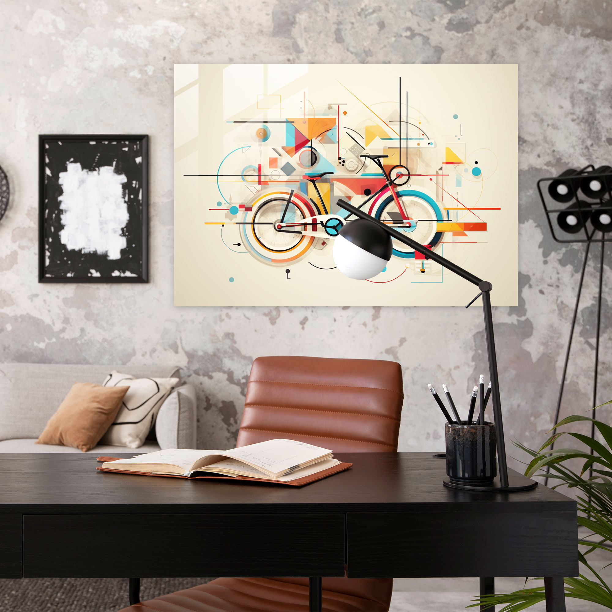 Geometric Bicycle Glass Wall Art - Bicycle, Colorful, Modern Art, Bicycle