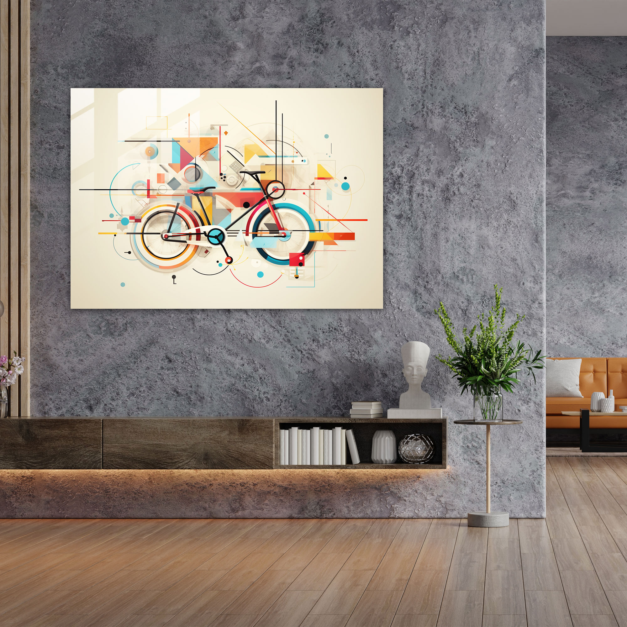 Geometric Bicycle Glass Wall Art - Bicycle, Colorful, Modern Art, Bicycle