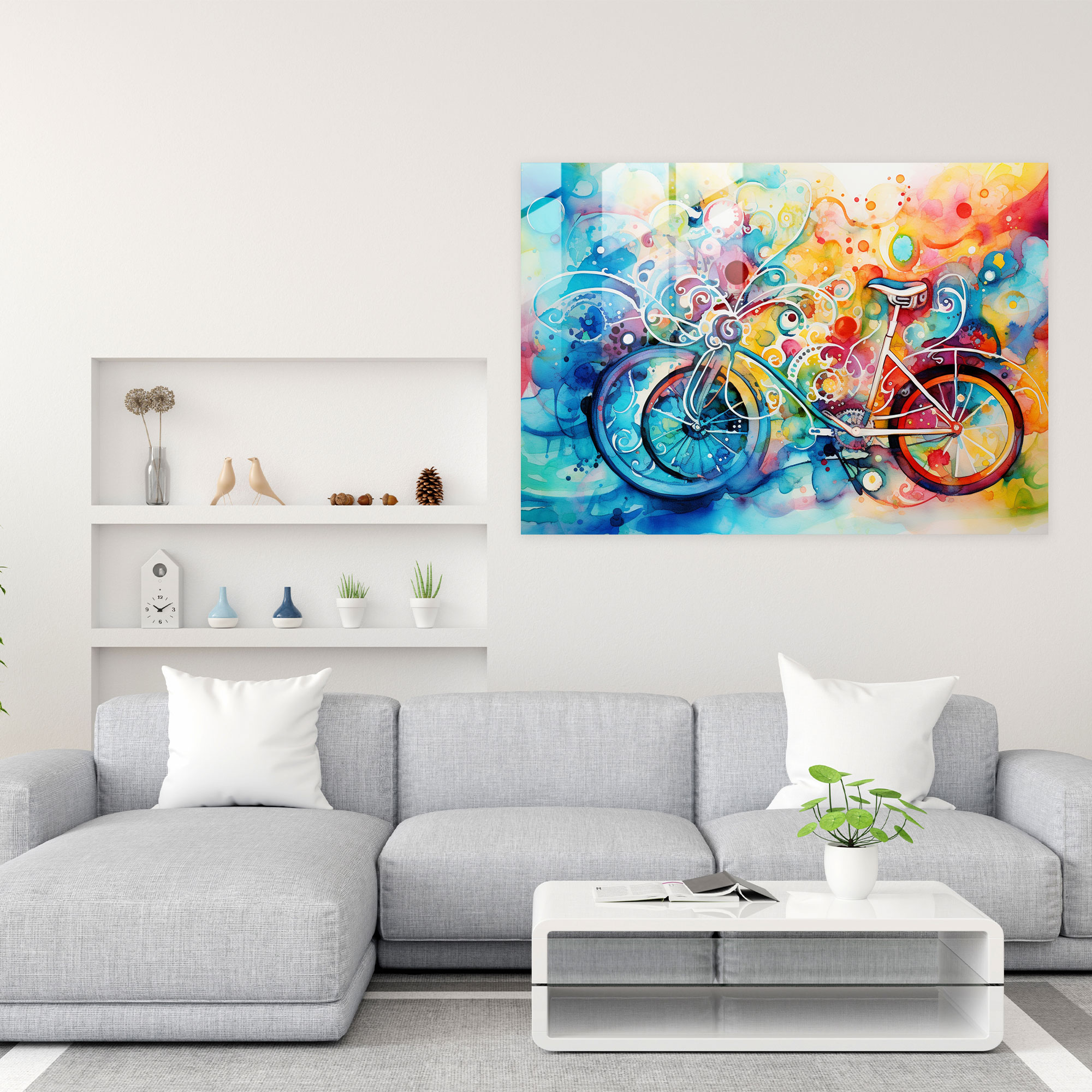 Bicycle Glass Print - Bicycle, Vibrant Background, Bicycle, Glass Art
