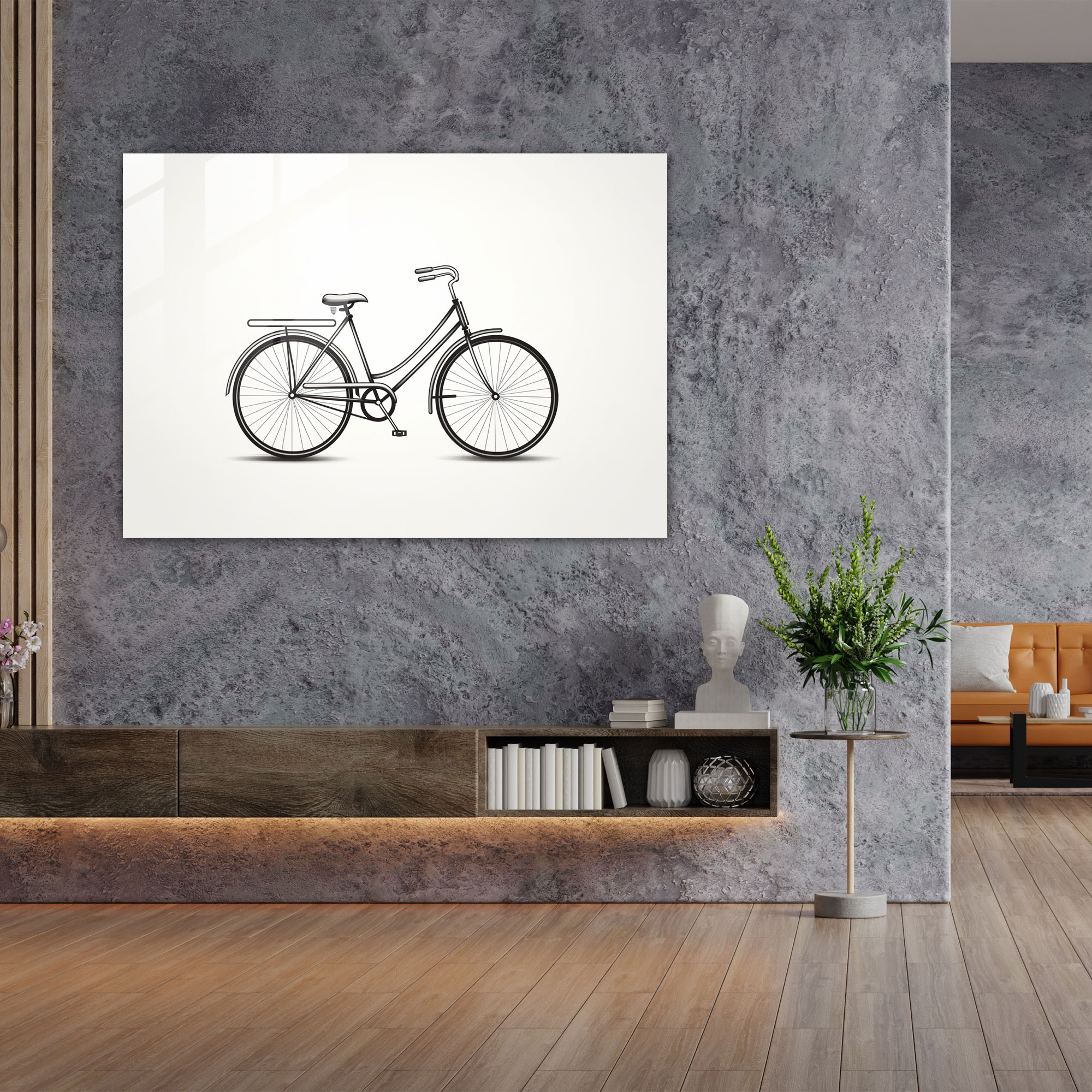 Minimalist Bicycle Glass Wall Art - Bicycle, Elegant, Home Decoration, Modern Art