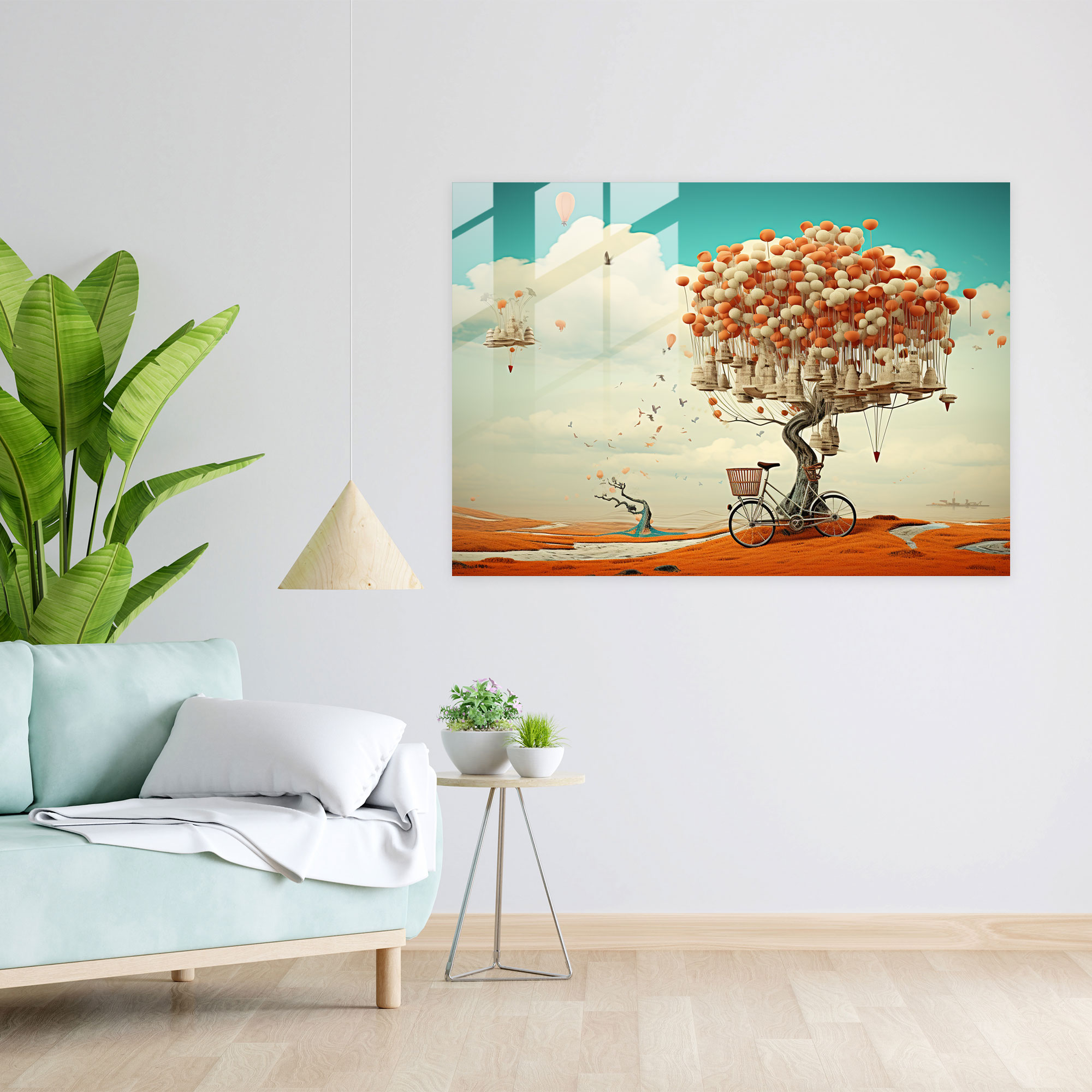 Surreal Bicycle Glass Print - Bicycle, Wall Decoration, Glass Wall Art, Home Decoration